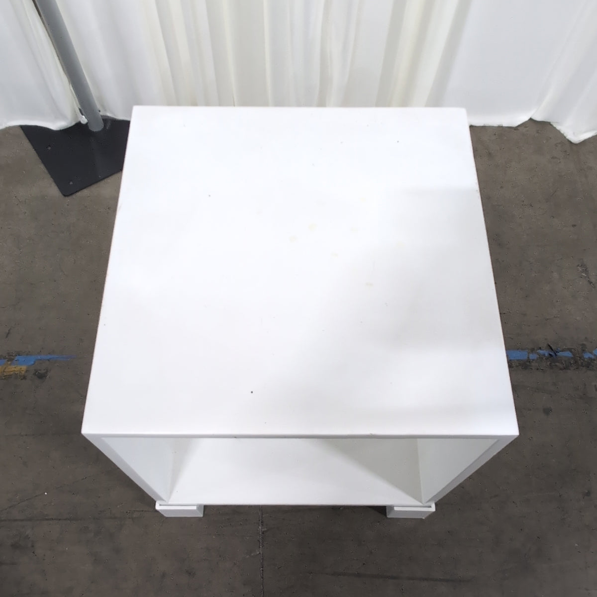 Modern White Square End Table with Storage Shelf