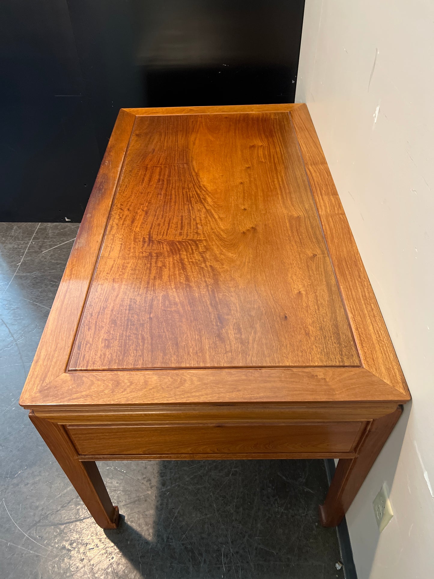 Richly-Toned Wood Writing Desk with Three Drawers