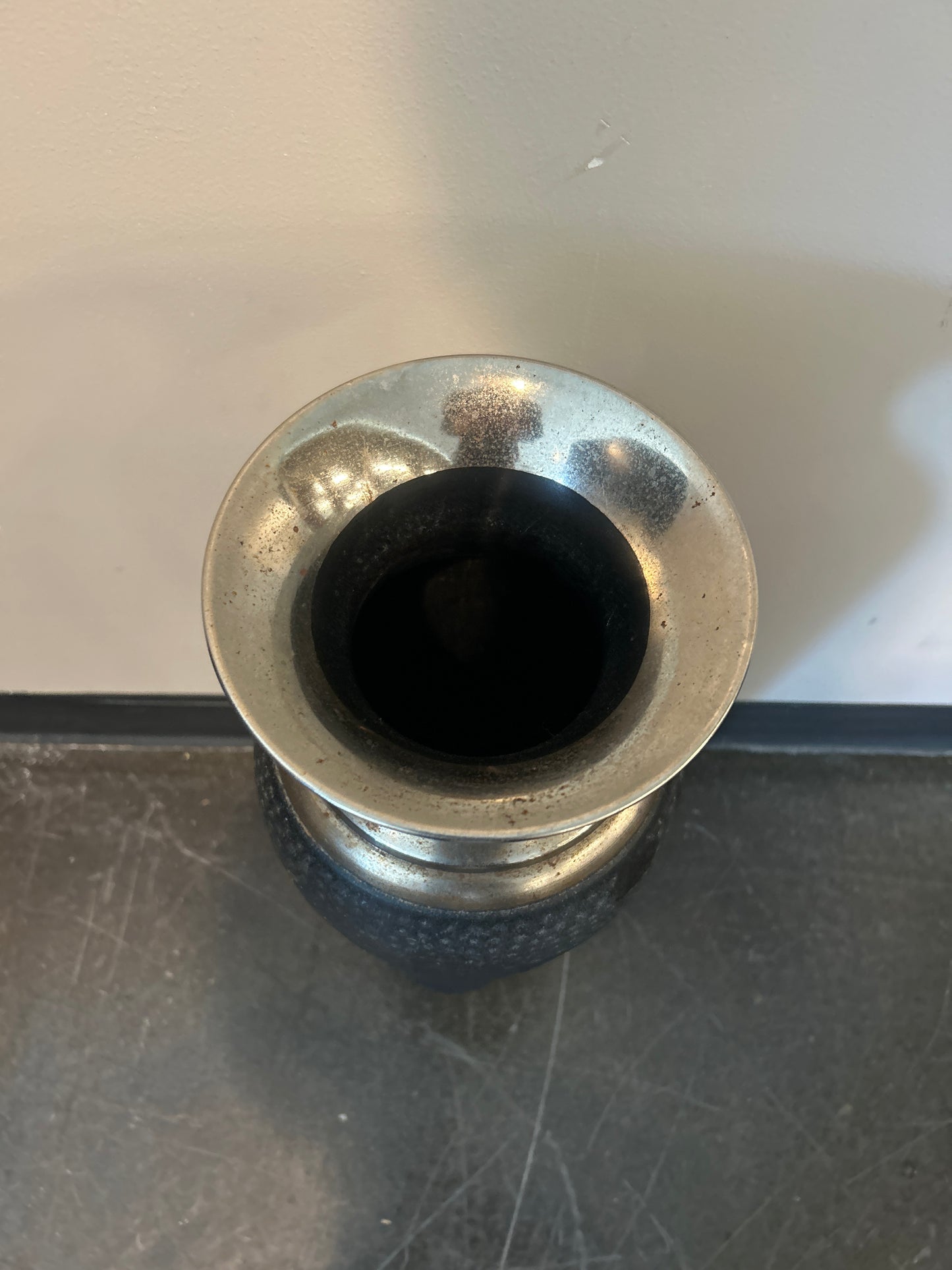 Black and Silver Metal Vase