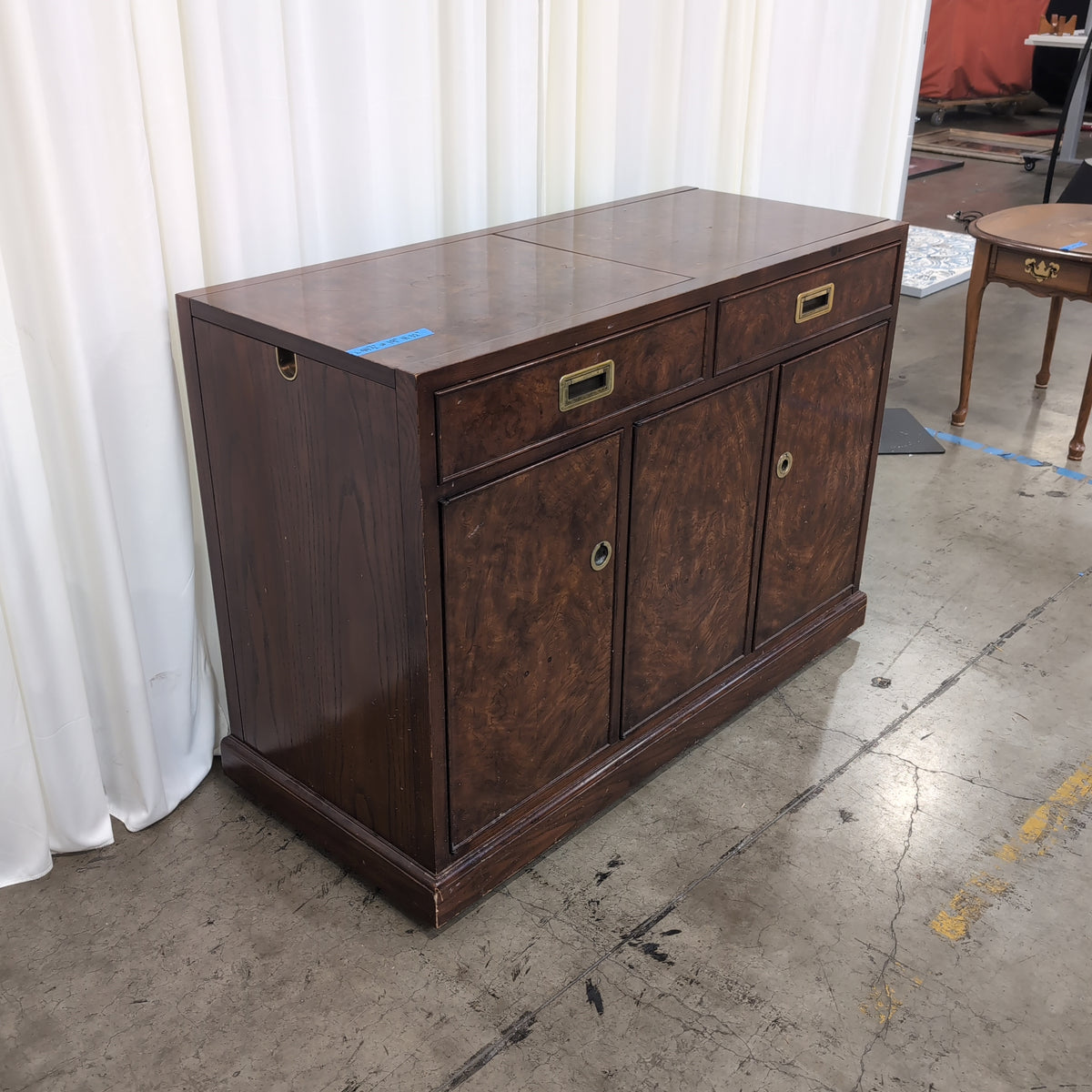 Dark Burl Wood Buffet with Brass Hardware