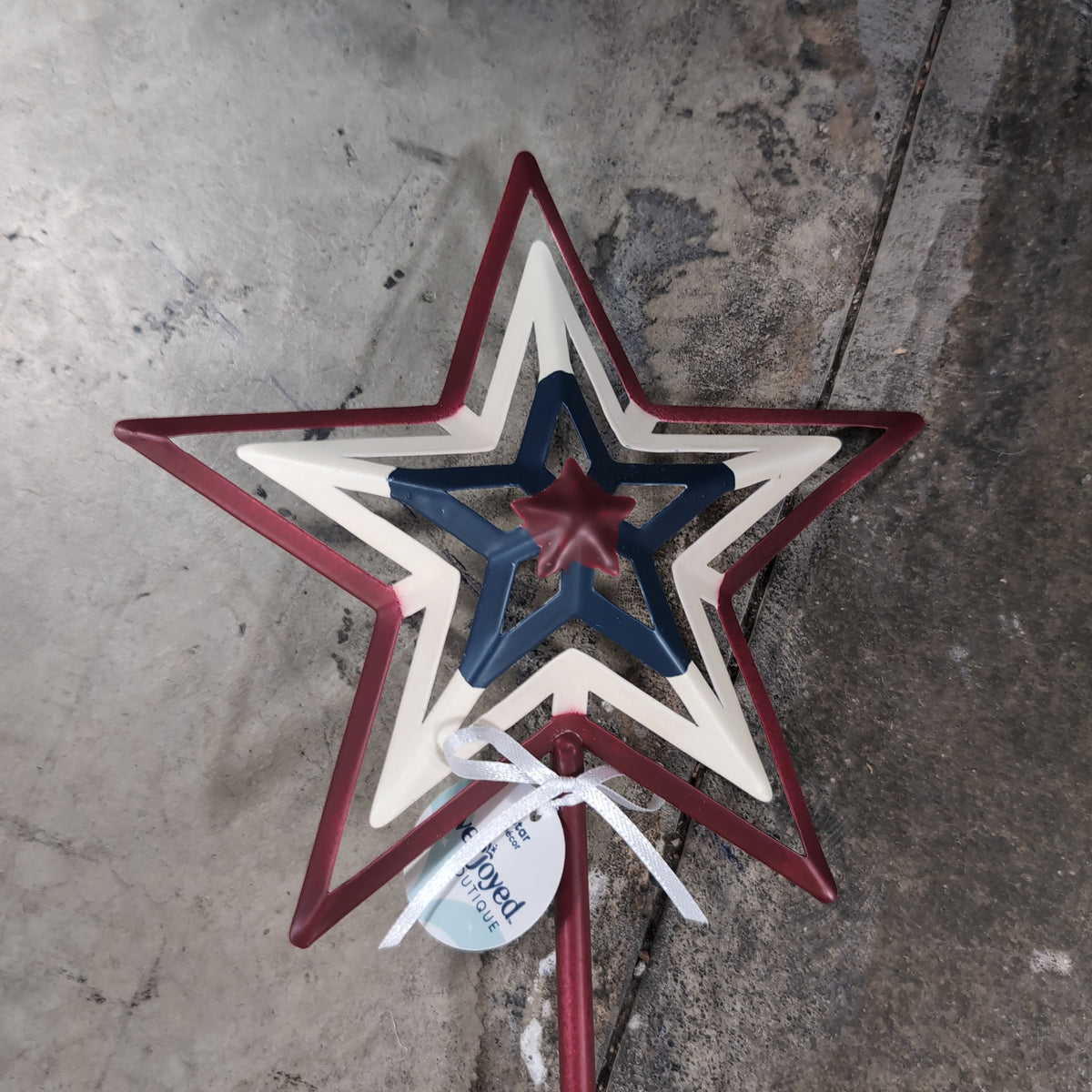 Overjoyed Boutique Patriotic Layered Decorative Star in Metal and Wood