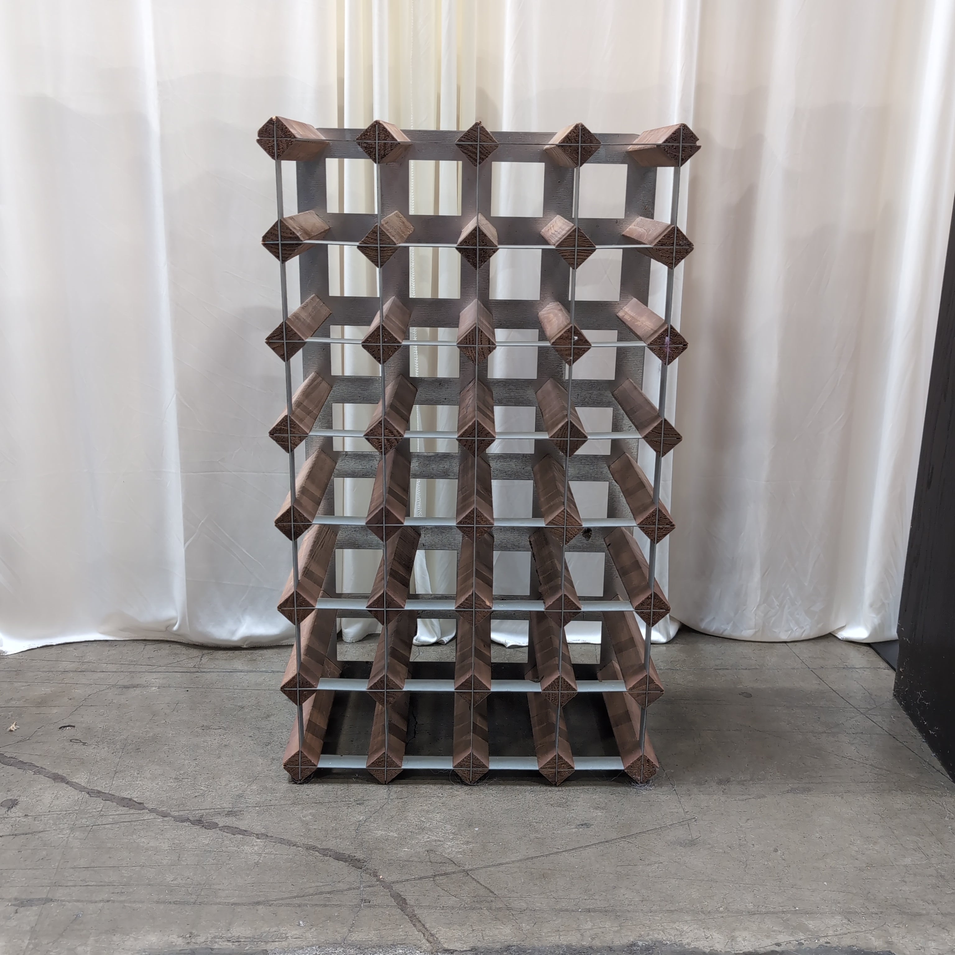 Hardwood and Metal Bottle Wine Rack with 28 Slots