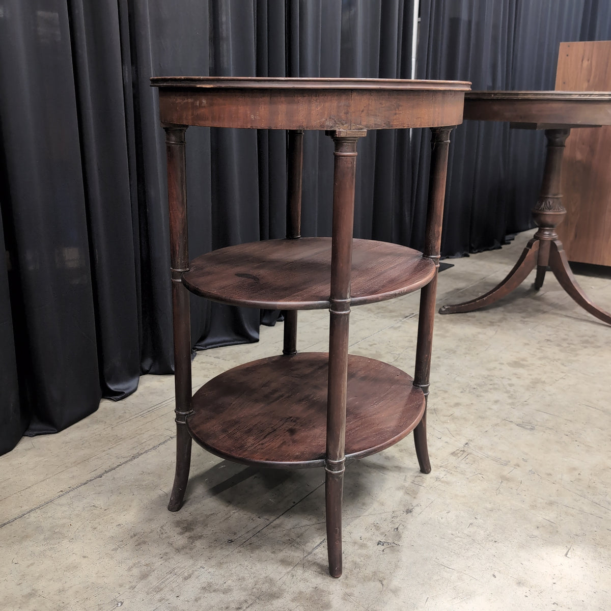 Dark Brown Three-Tiered Wood End Table