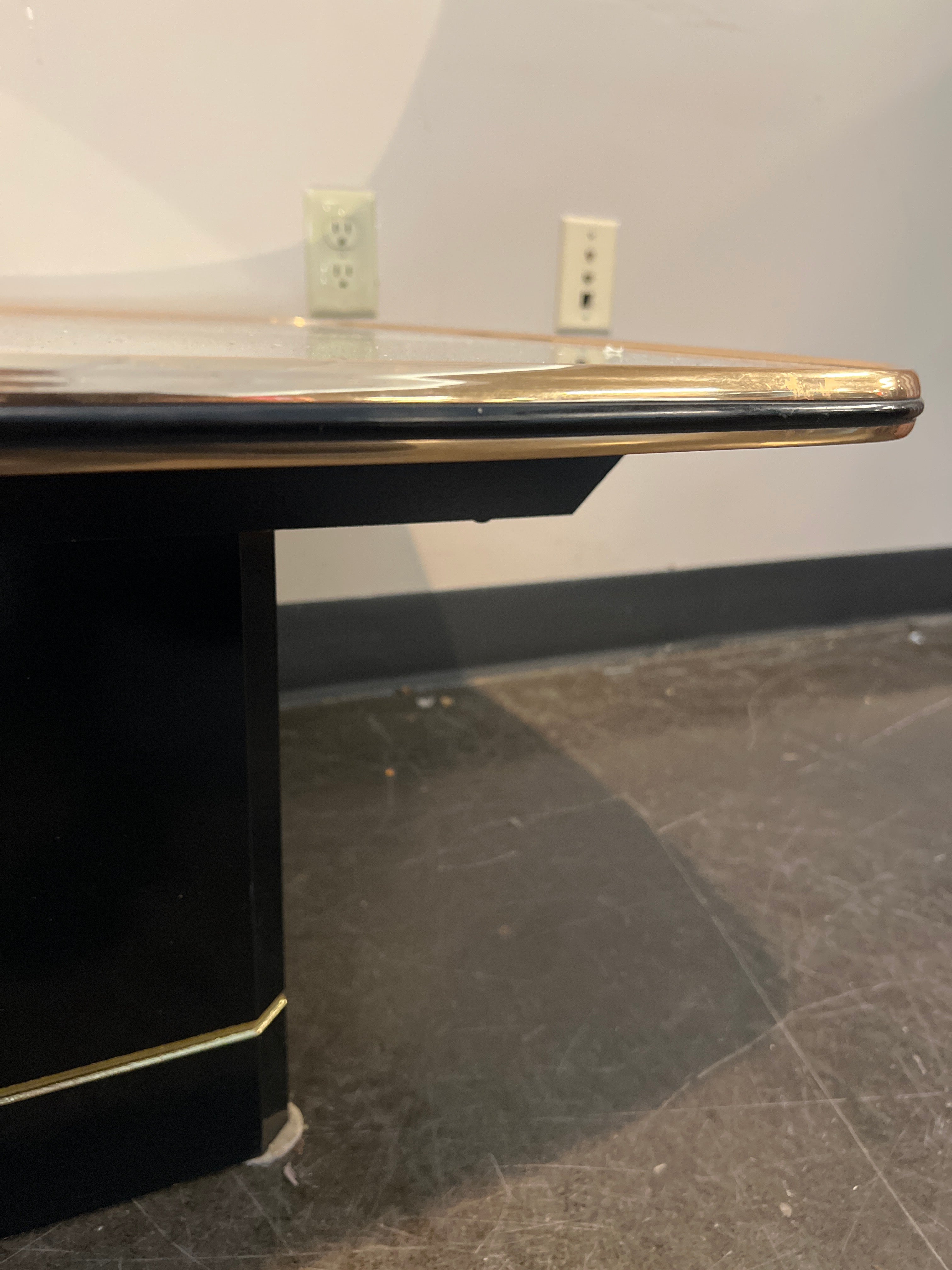 Glass-Top Coffee Table with Rounded Gold Frame