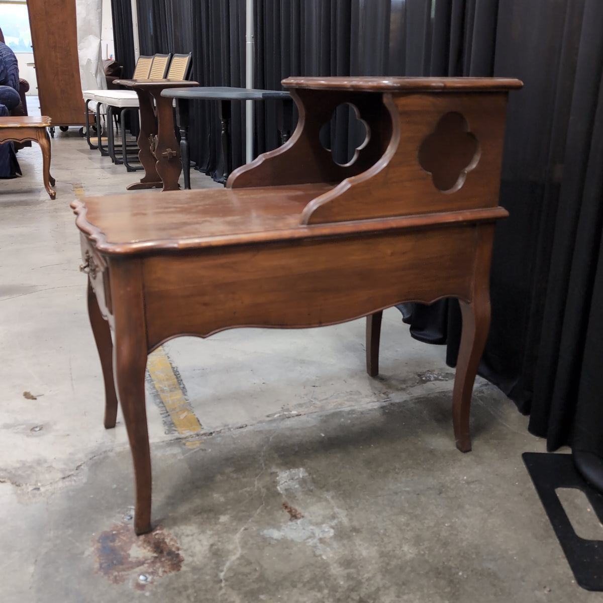 Traditional Brown Wood End Table with Two Tiers