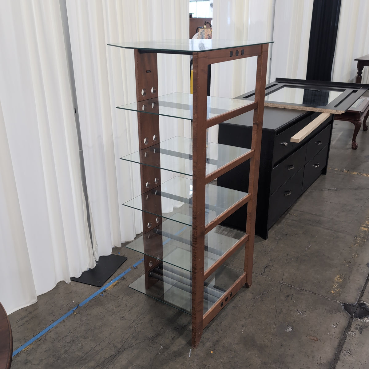 Sanus Systems Brown Wood Six Tier Glass Shelves