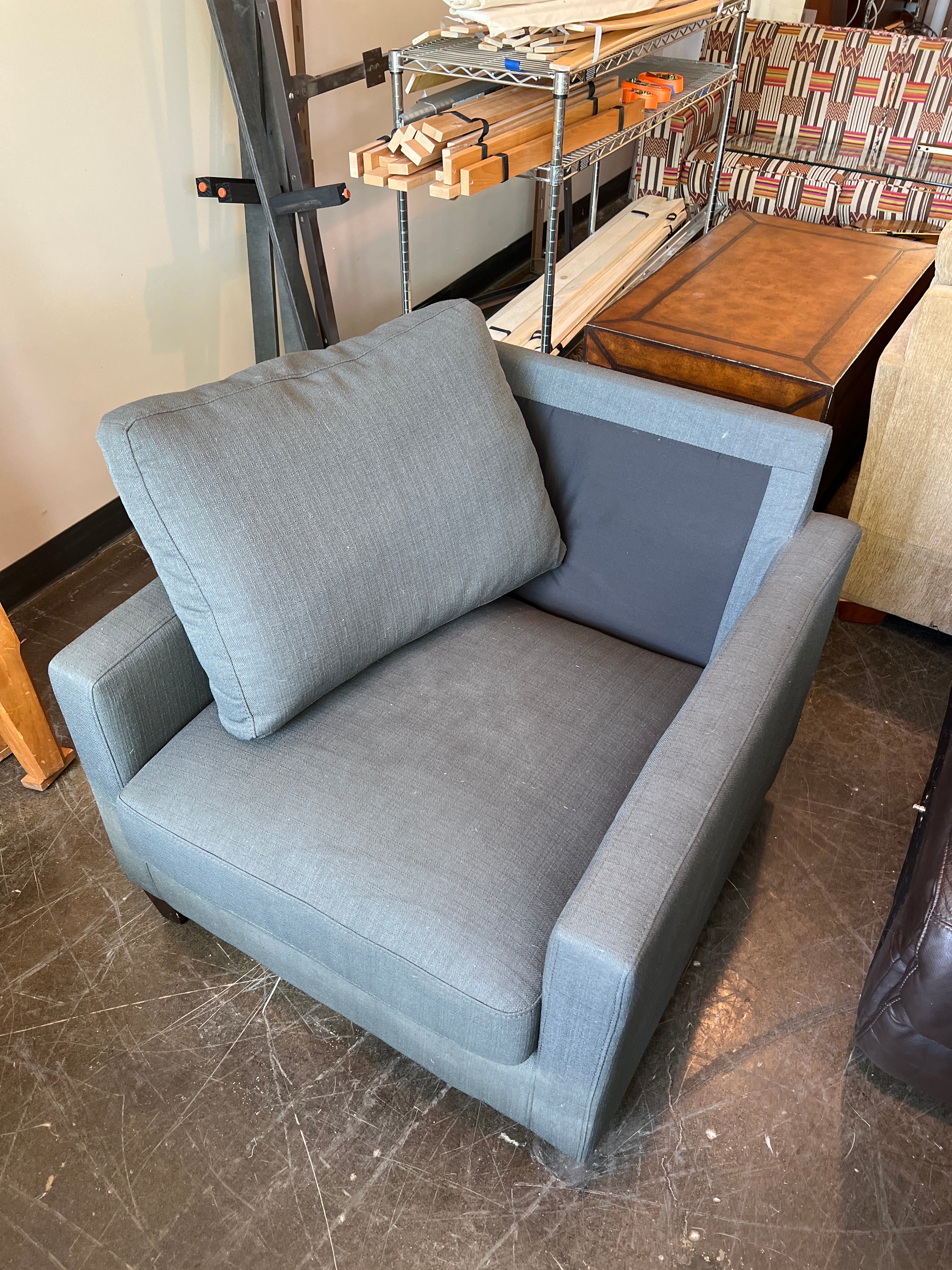 Modern Blue Upholstered Armchair