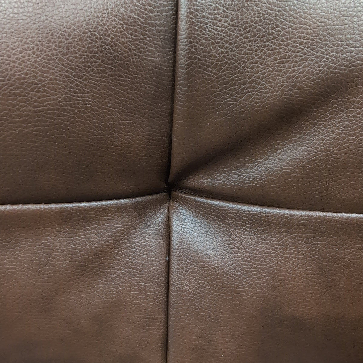 Brown Mid-Century Style Two-Seat Couch in Faux Leather