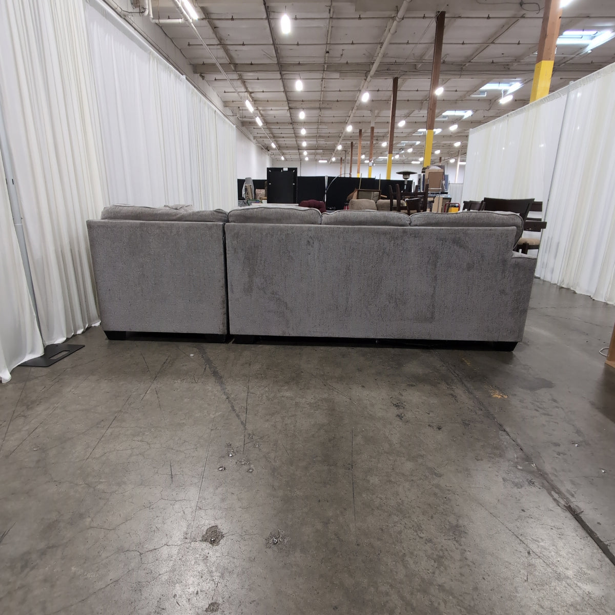 Grey L-Shaped Sectional Couch with Chaise Lounge