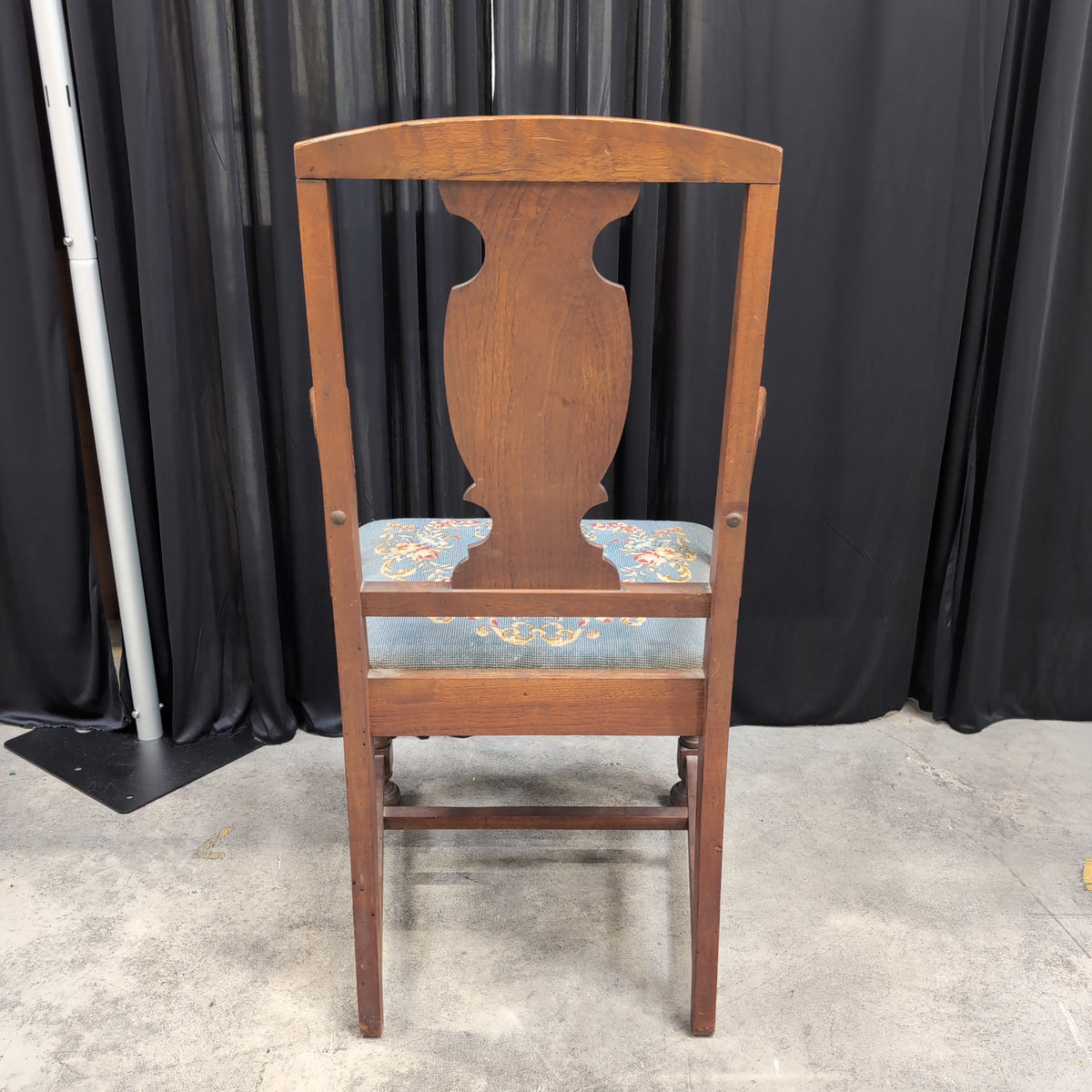 Traditional Carved Wood Armchair with Needlepoint Seat