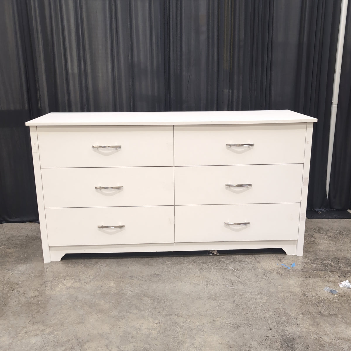 White Five-Drawer Dresser with Curved Handles