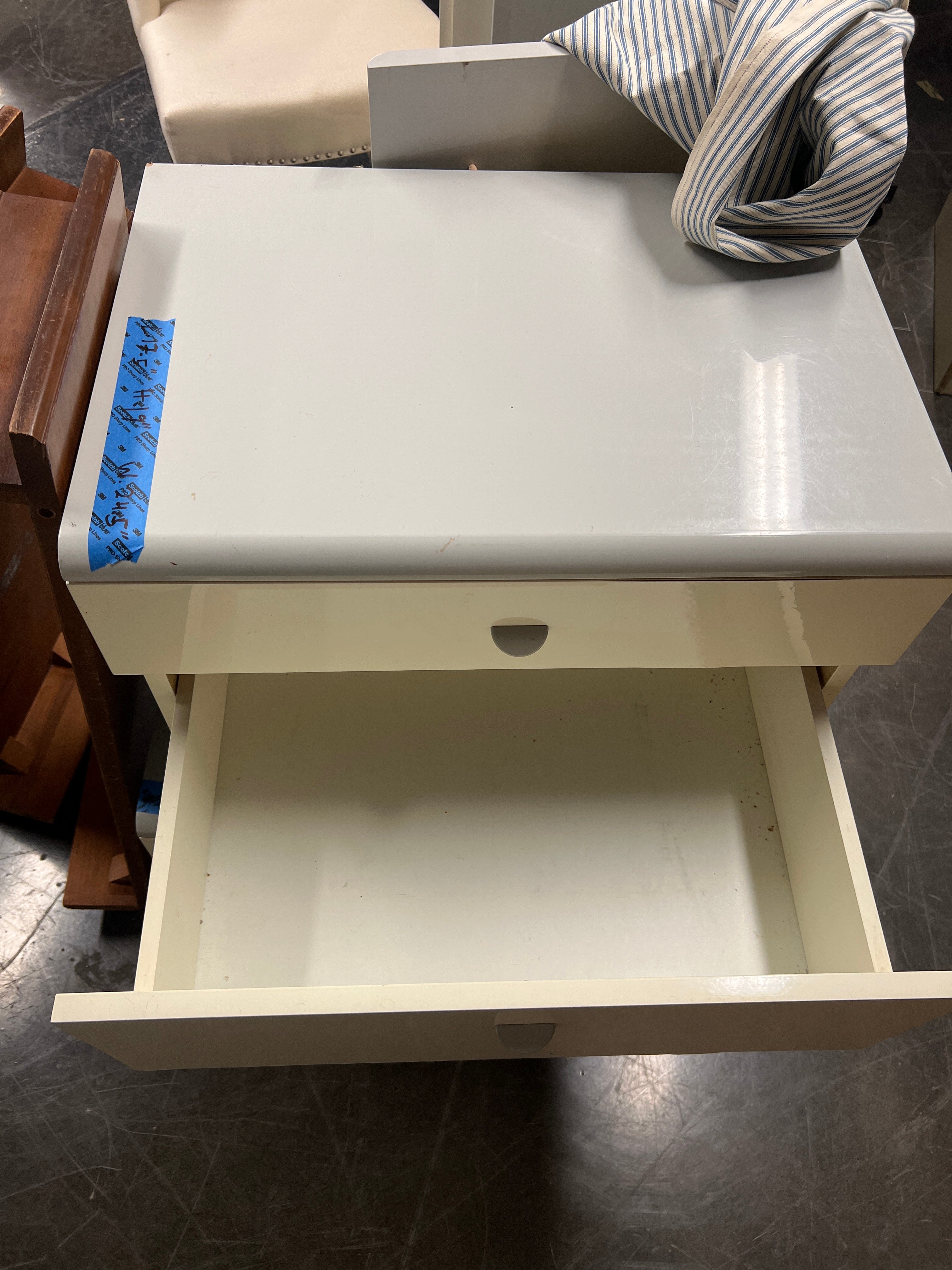 Two-Drawer Modernist Cream Nightstand