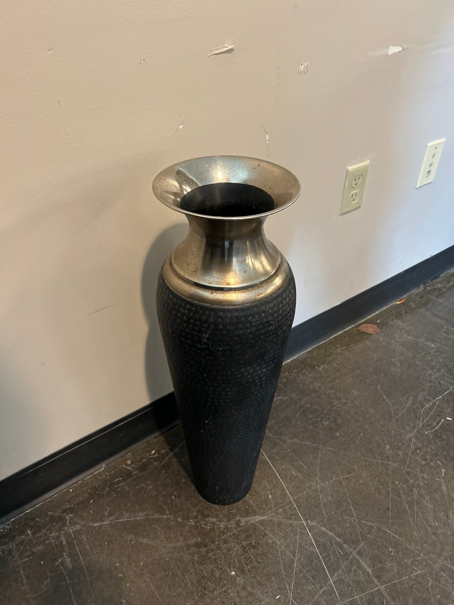 Black and Silver Metal Vase