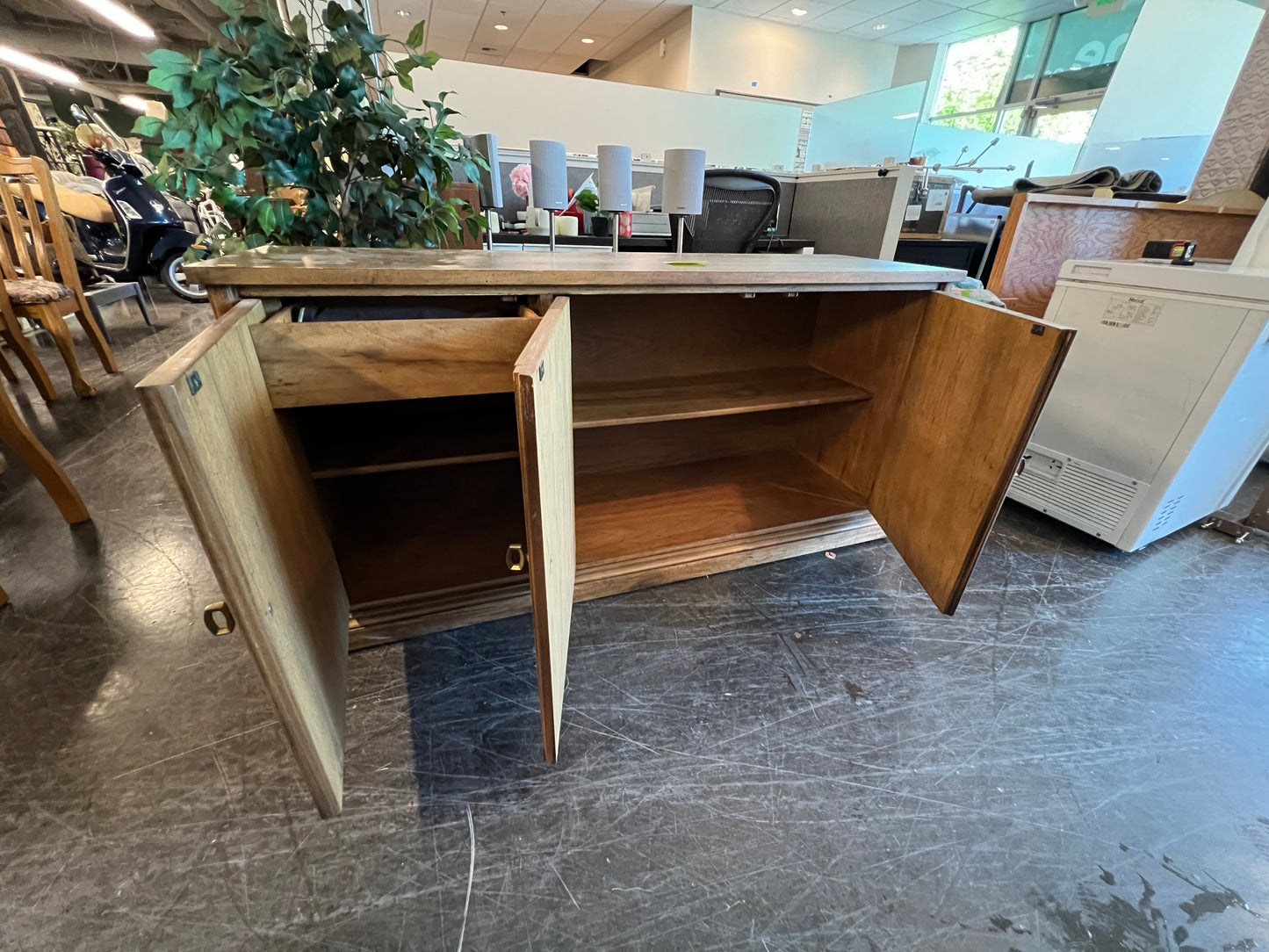 Small Wood Sideboard with Wood Grain Detail