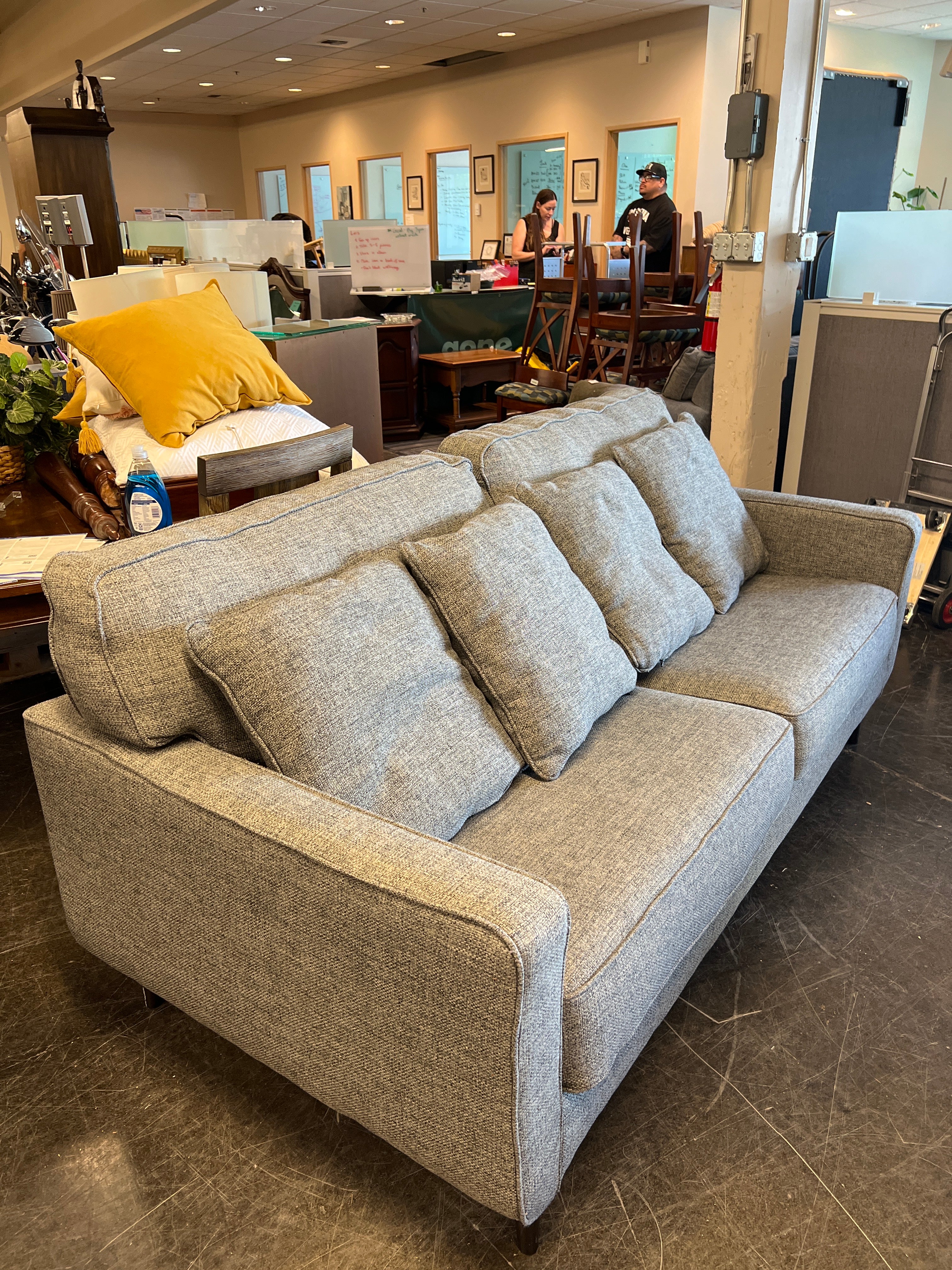 Large Gray Sofa with Tufted Back
