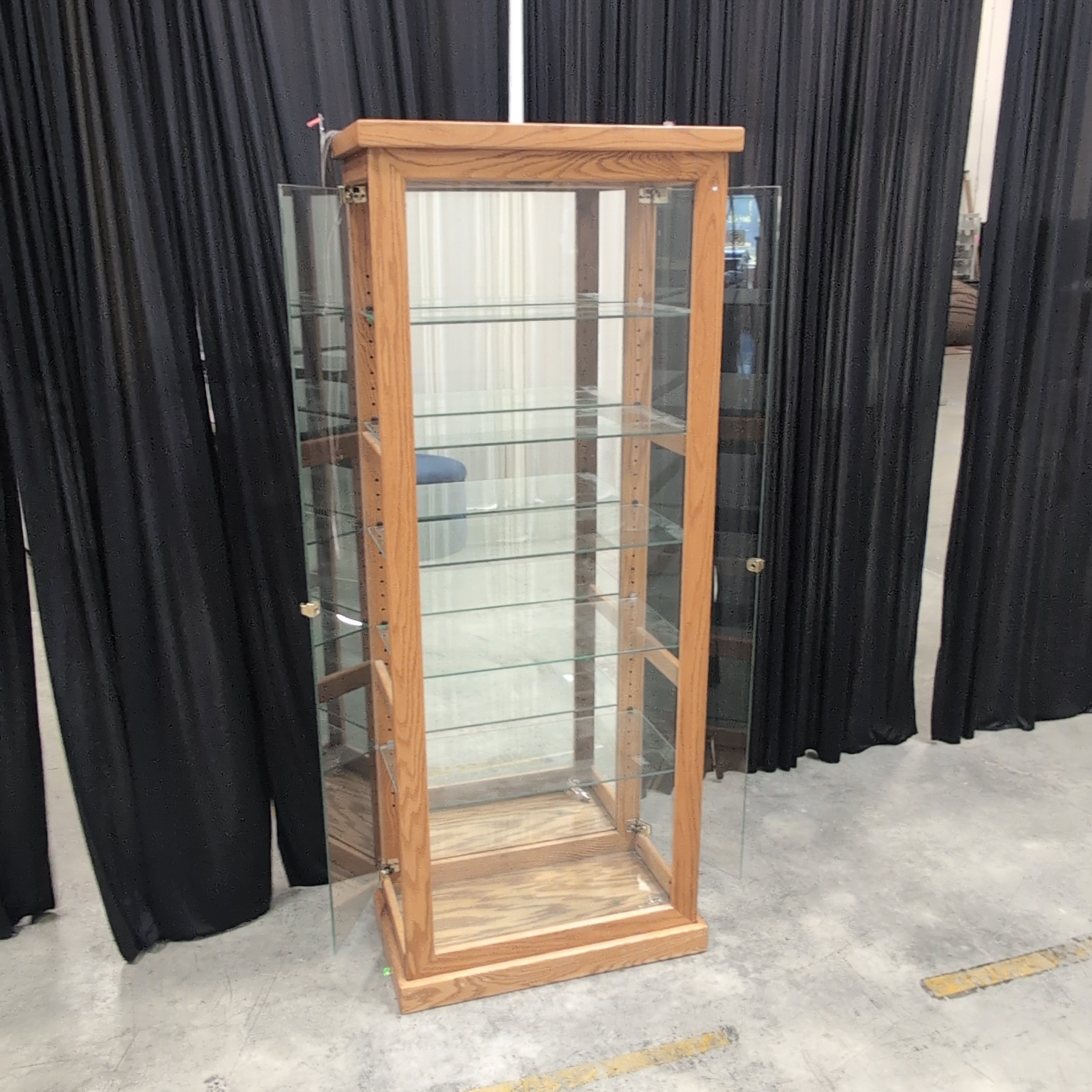 Natural Wood Display China Cabinet with Glass Shelves