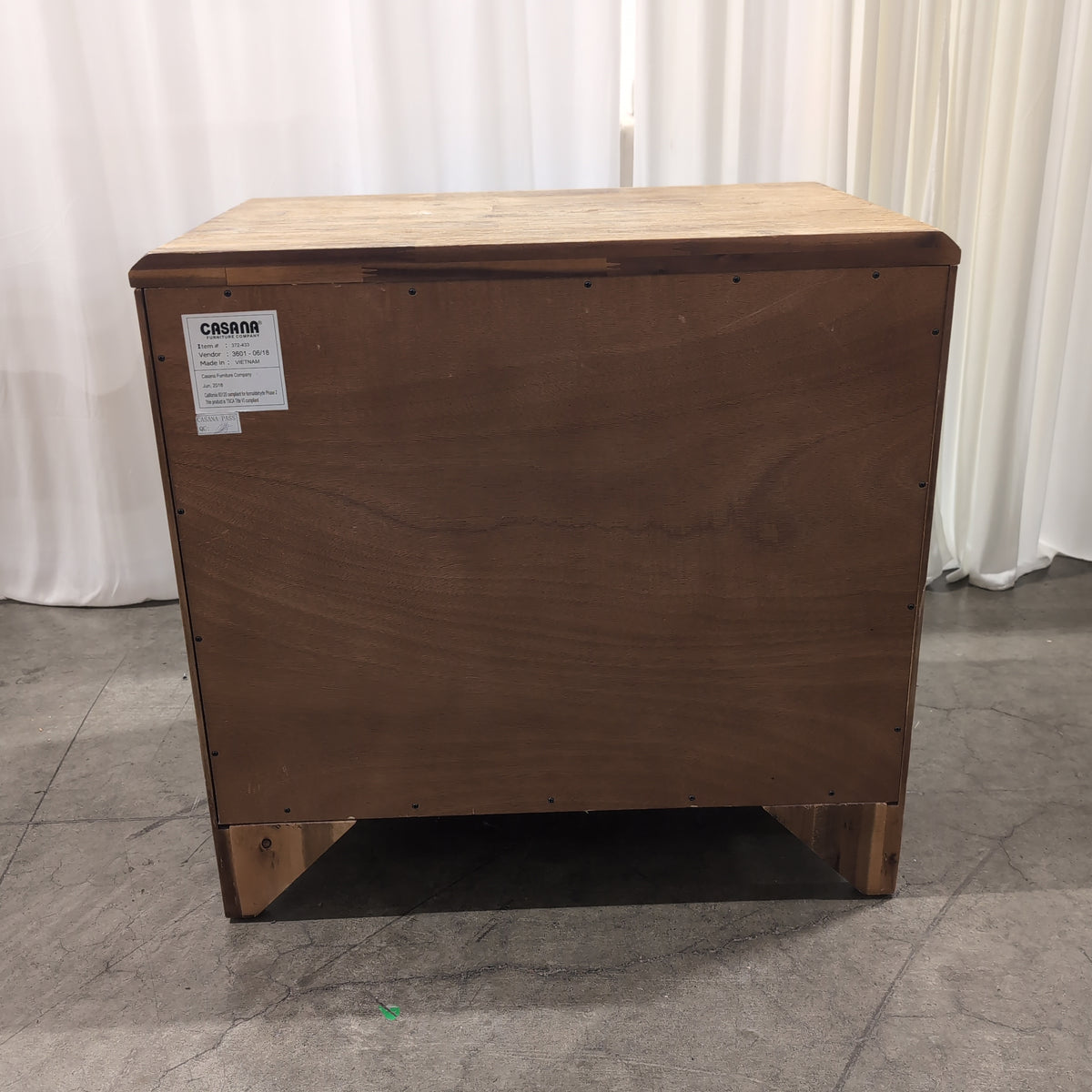 Distressed Light Wood Three-Drawer Nightstand
