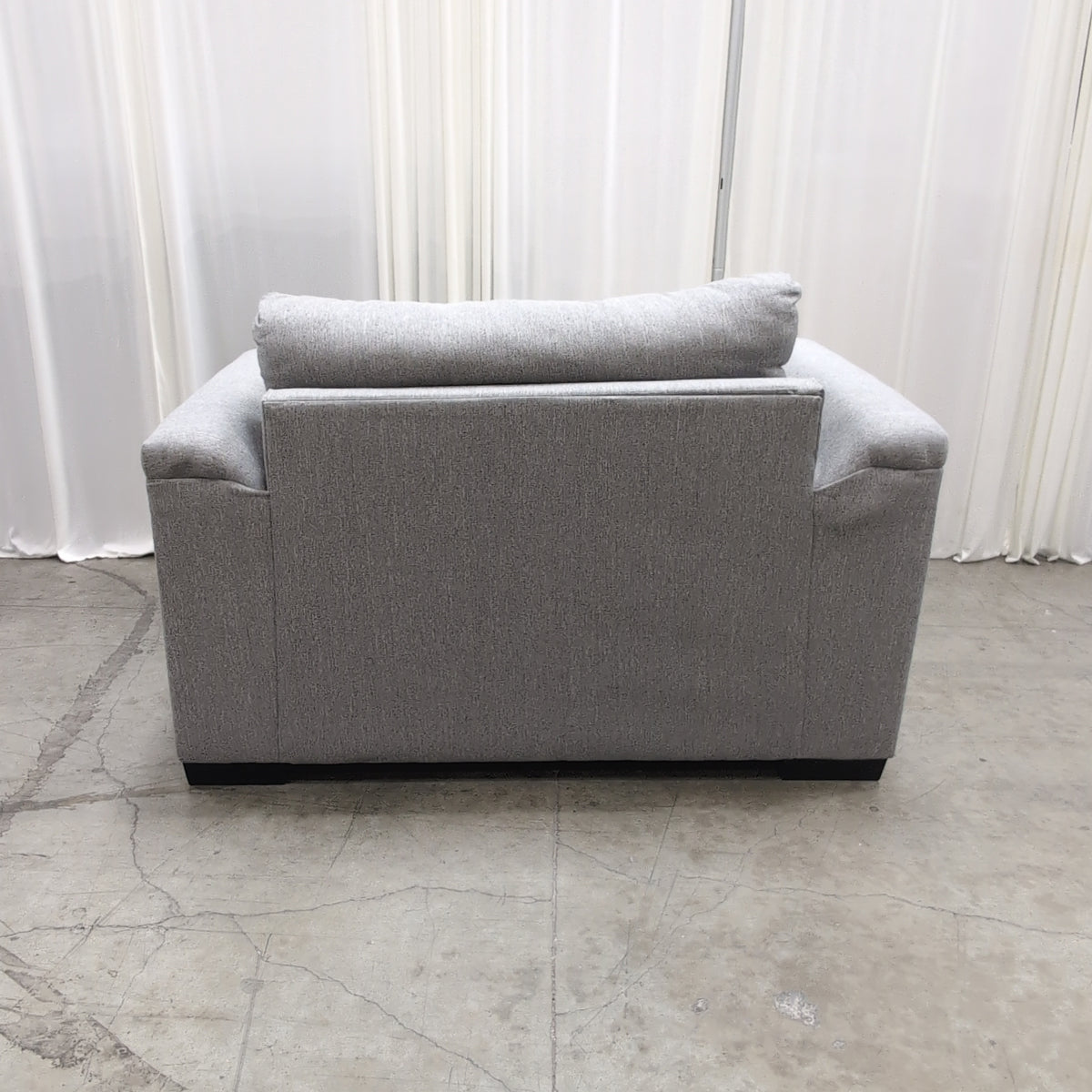 Modern Light Grey Fabric Loveseat with Track Arms