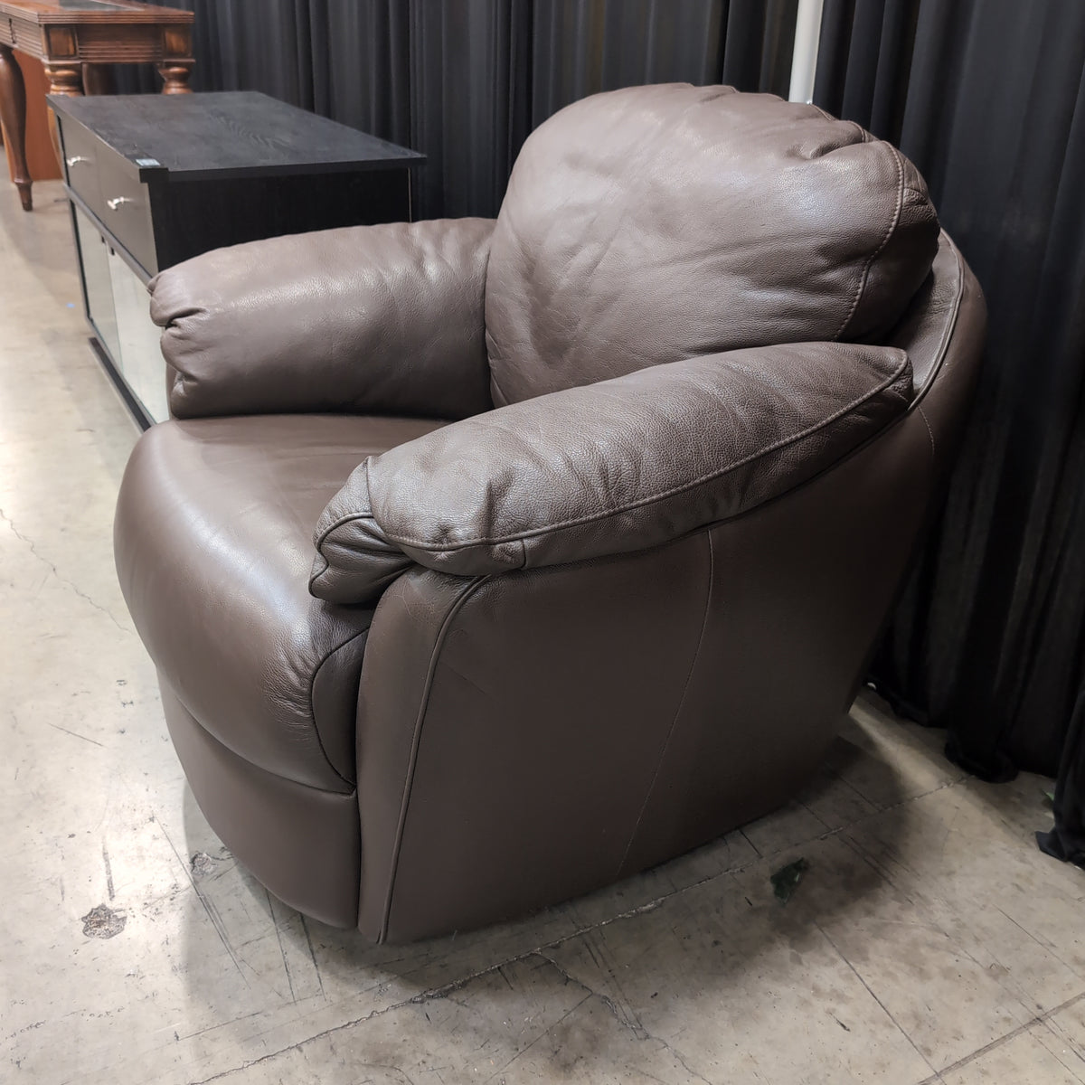 Plush Brown Leather Recliner