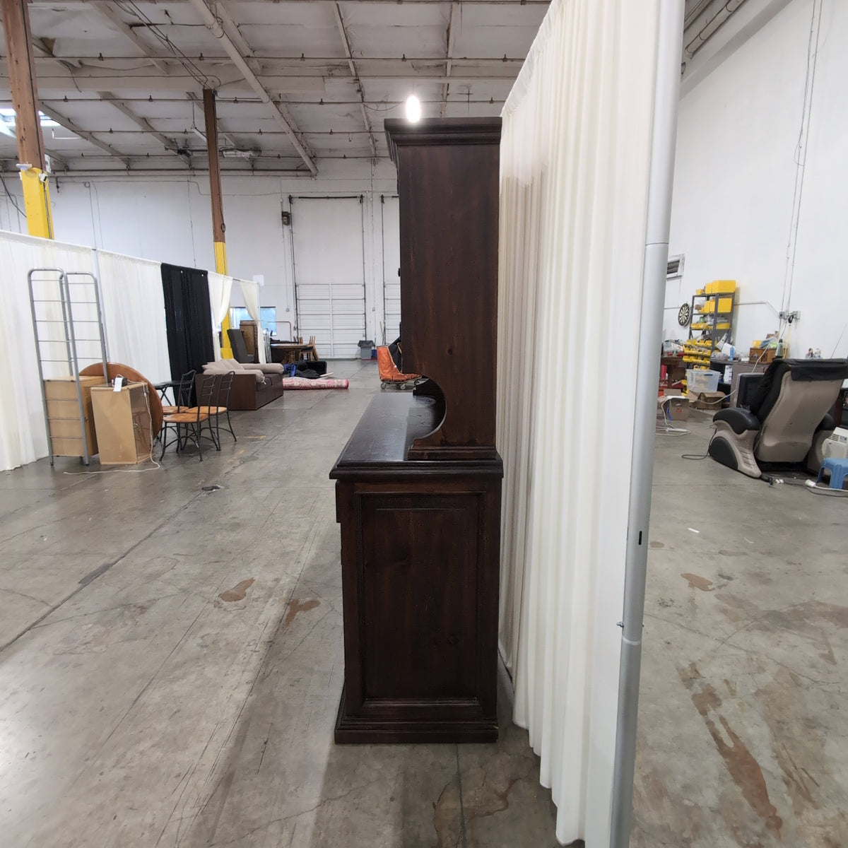 Dark Stained Hardwood China Cabinet and Buffet Set