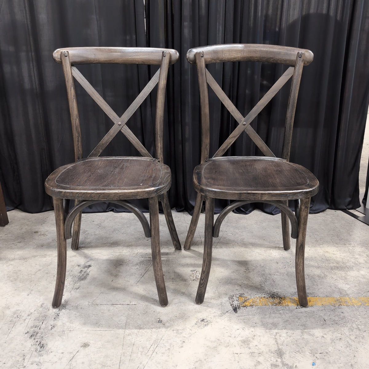 Dark Wood Cross-back Dining Chair in Distressed Finish