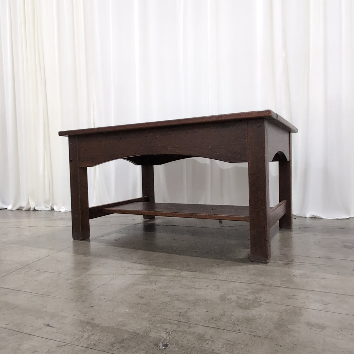 Dark Wood Rectangular Coffee Table with Tile Top