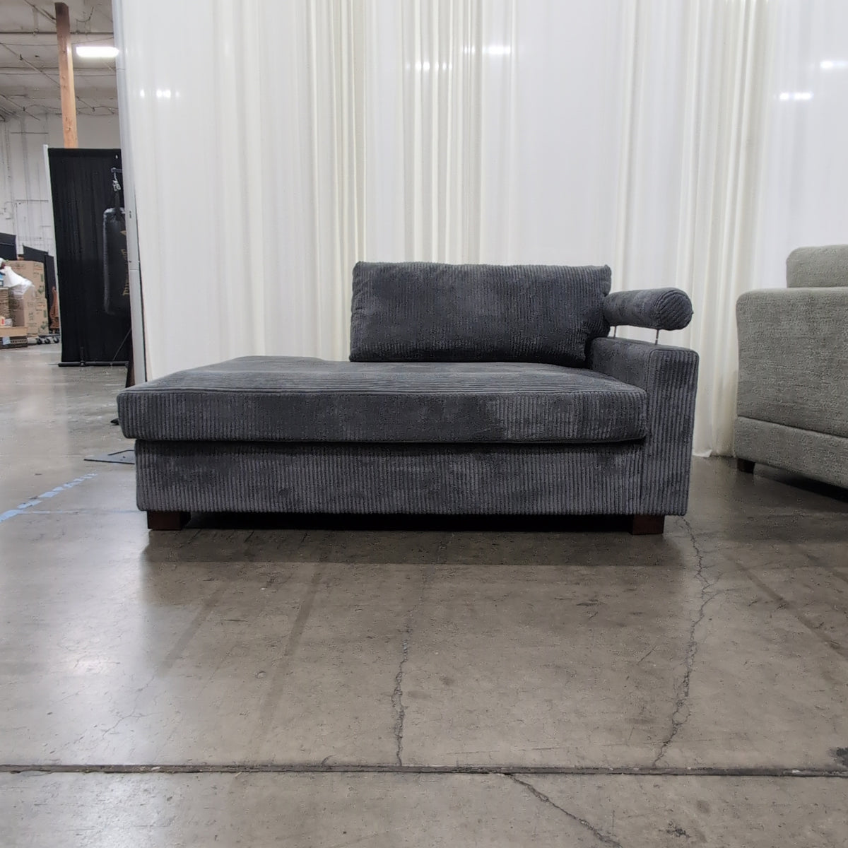 Two-Tone Grey Fabric Chaise Lounge Set