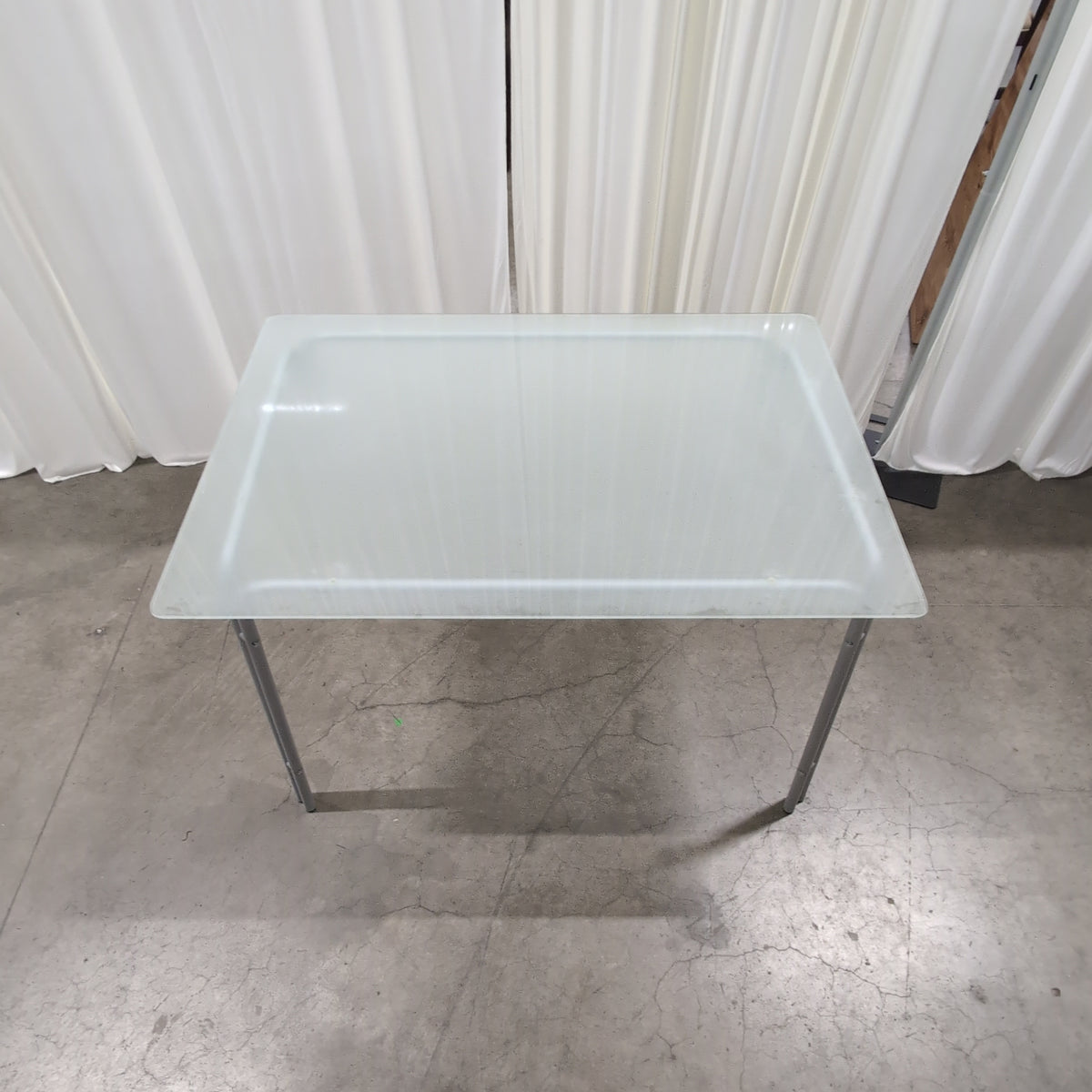 Rectangular Frosted Glass Dining Table with Metal Legs