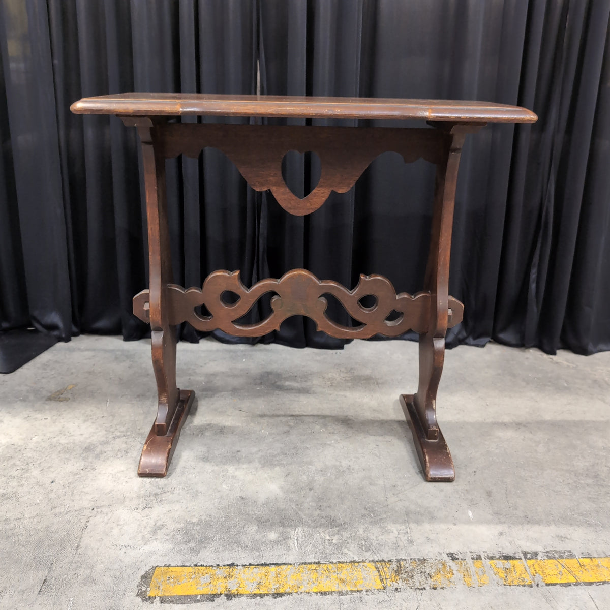 Traditional Carved Scrollwork Console Table in Dark Wood