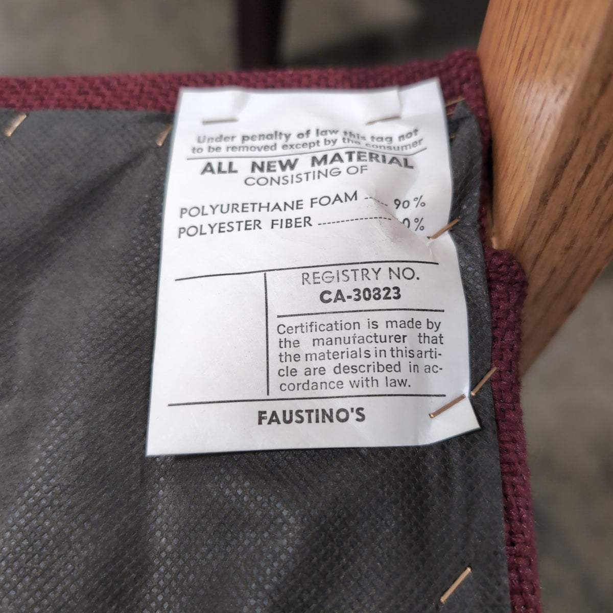 Light Wood Frame Upholstered Chair in Burgundy Fabric