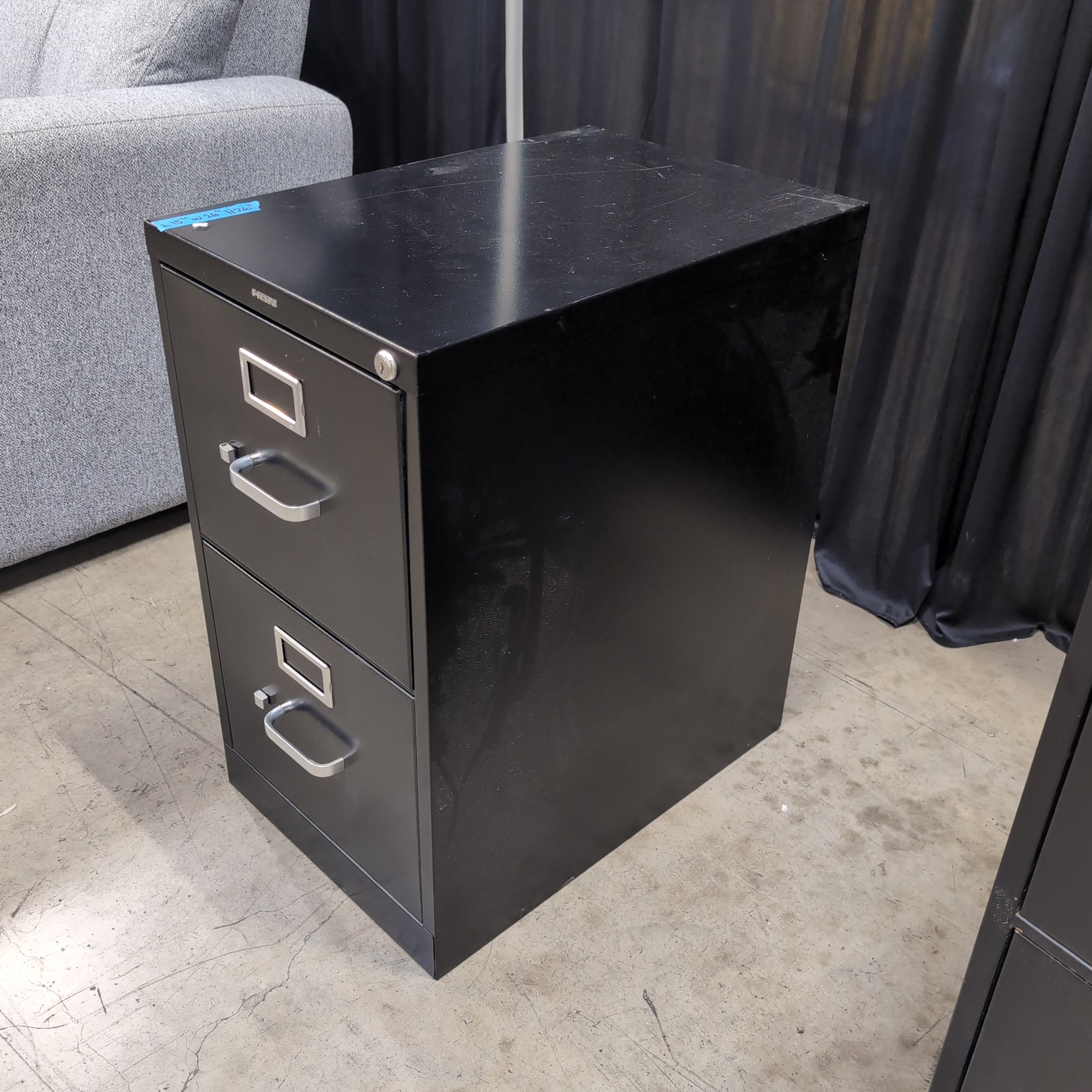 HON Black Two-Drawer Filing Cabinet in Metal