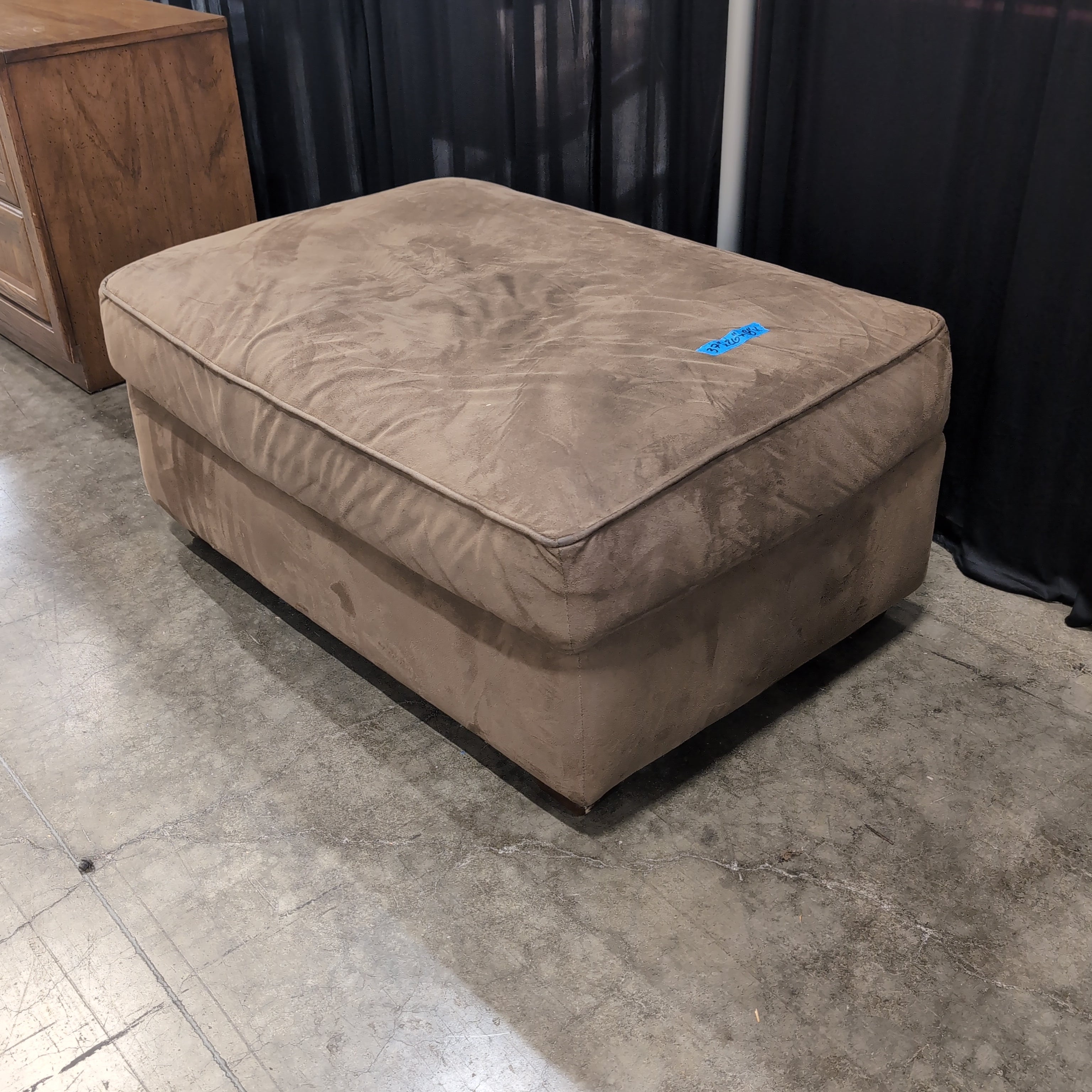 Contemporary Tan Upholstered Ottoman in Microfiber