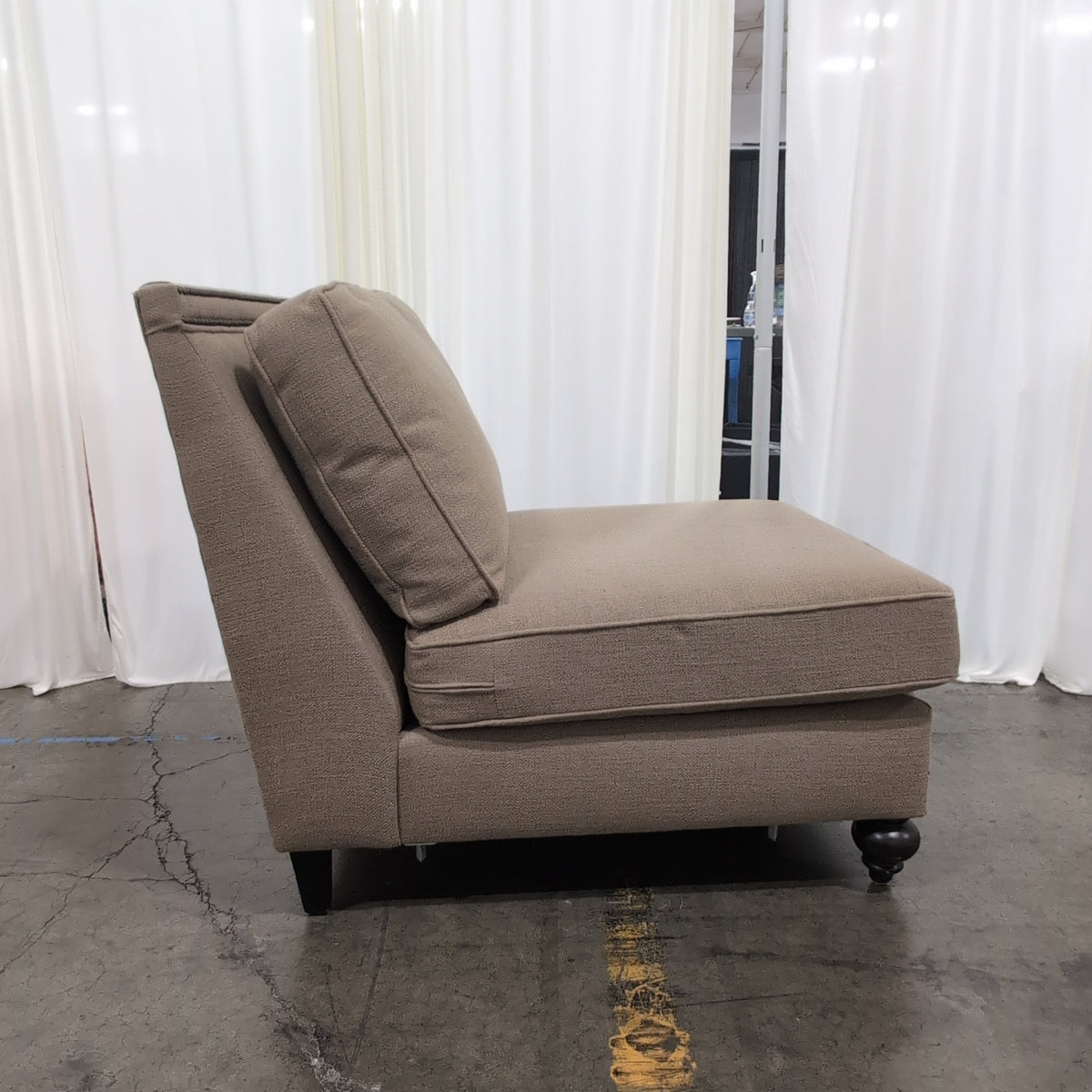 Bernhardt-Taupe Upholstered Modular Armless Chair with Nailhead Trim