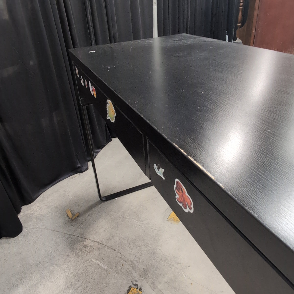 Black Laminate Desk with Two Drawers