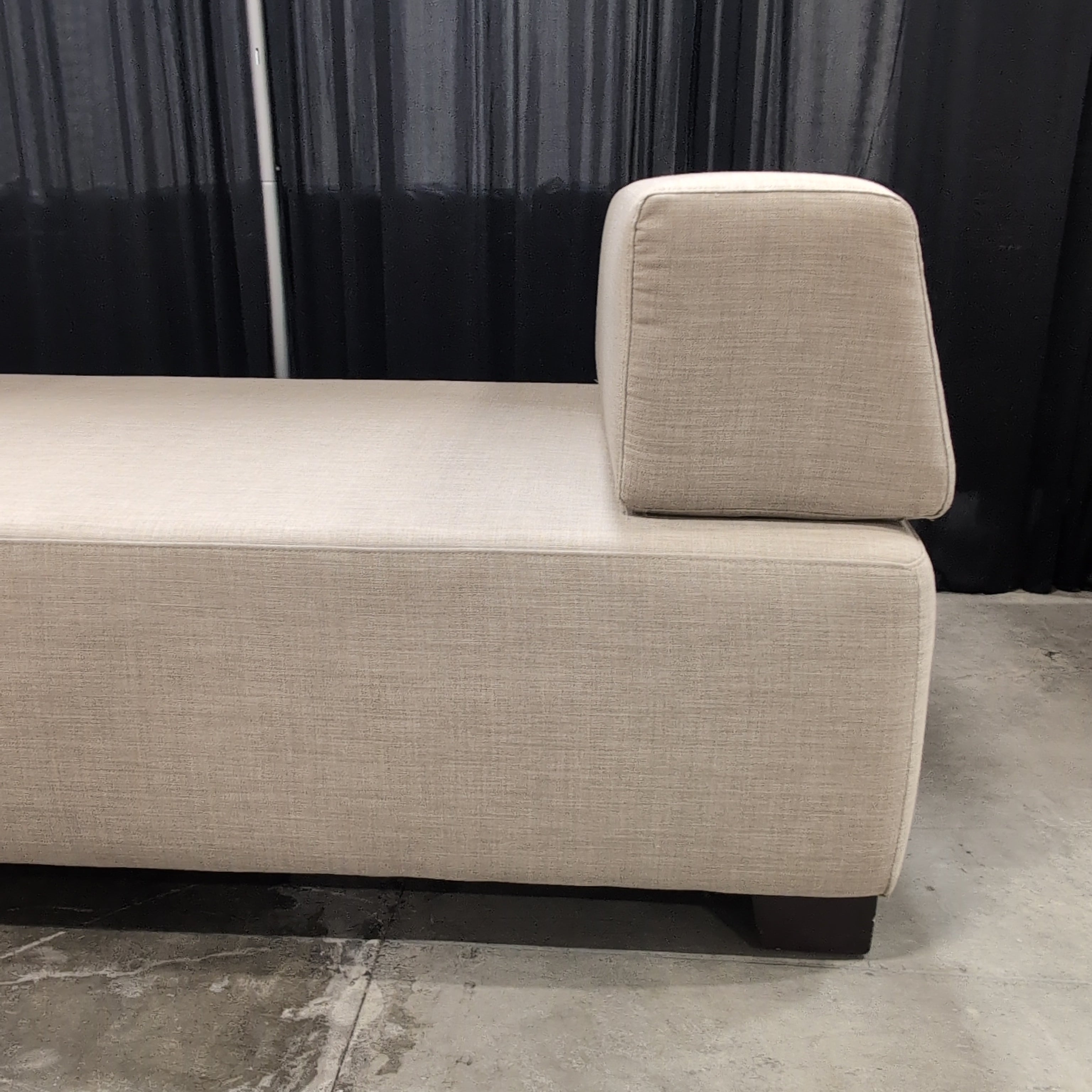 Light Tan Woven Fabric Couch with Caster Wheels