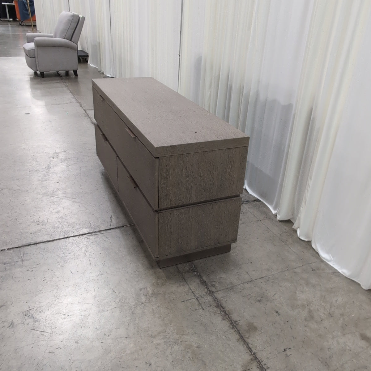 Lacouer Craft Hospitality - Minimalist Grey Wood TV Stand with Recessed Handles