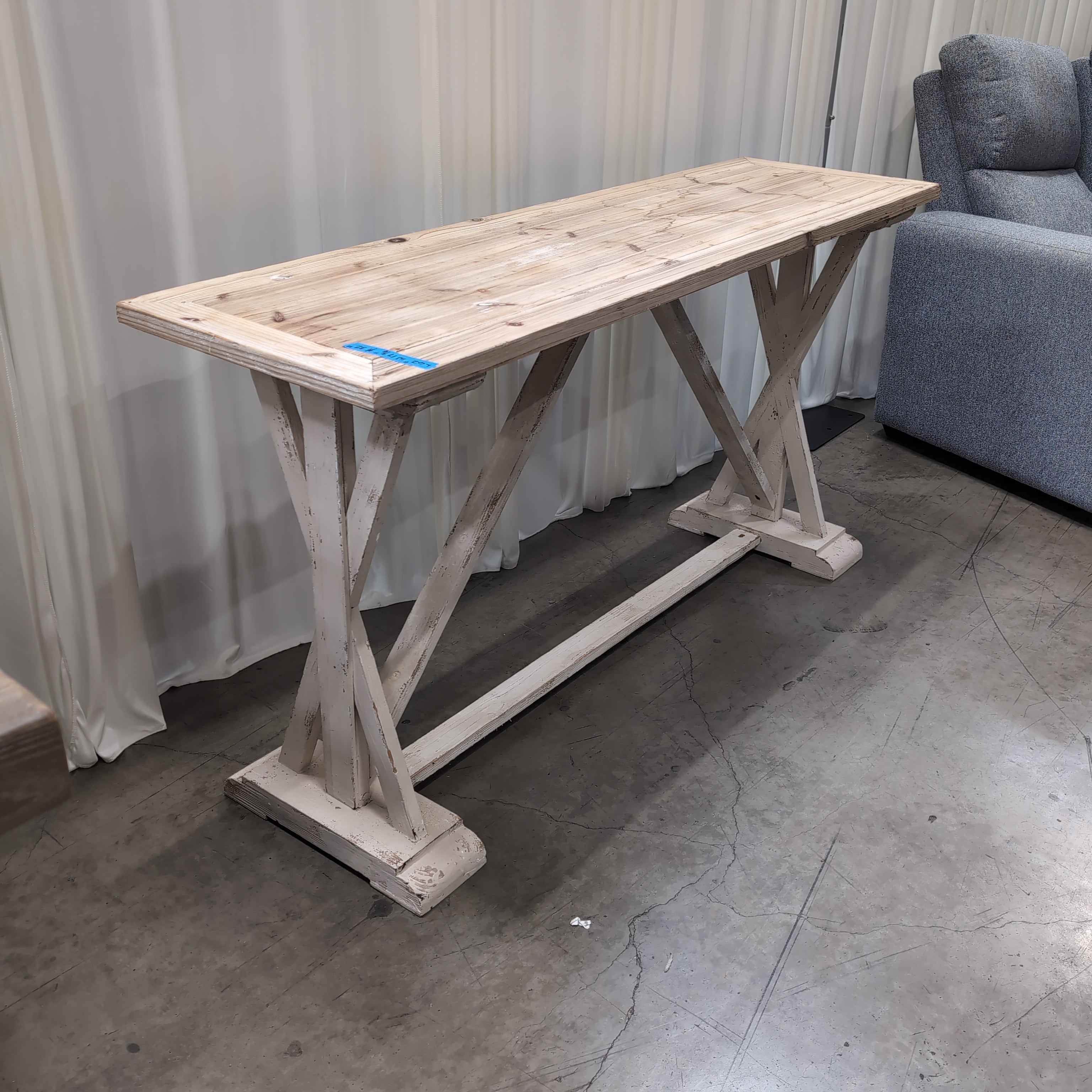 Rustic Natural Wood Console Table with Distressed Base