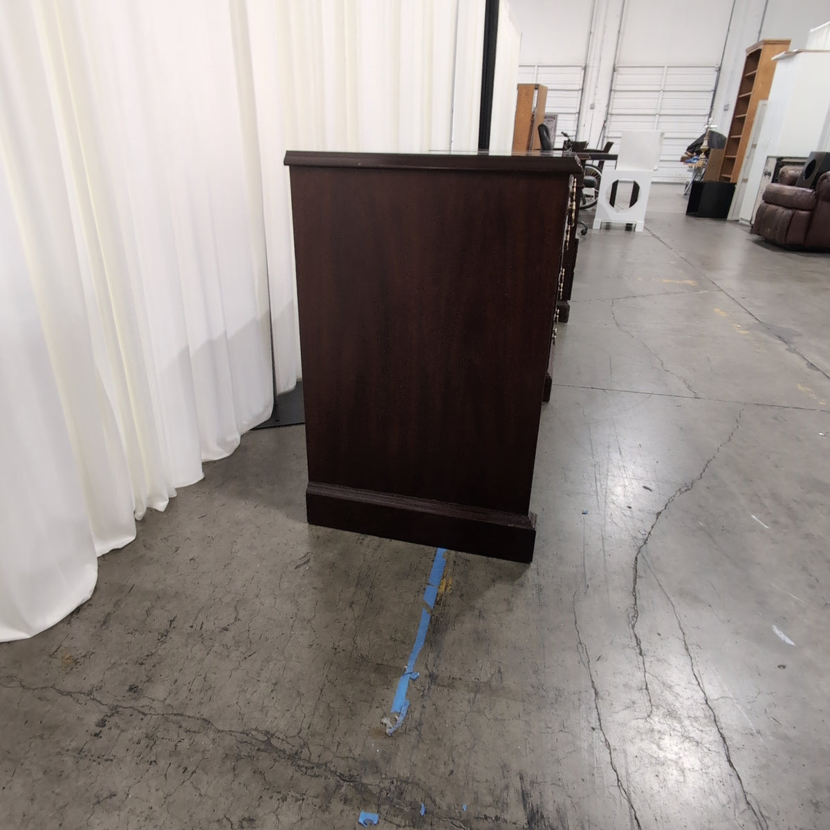 Traditional Dark Wood Executive Desk with Brass Hardware