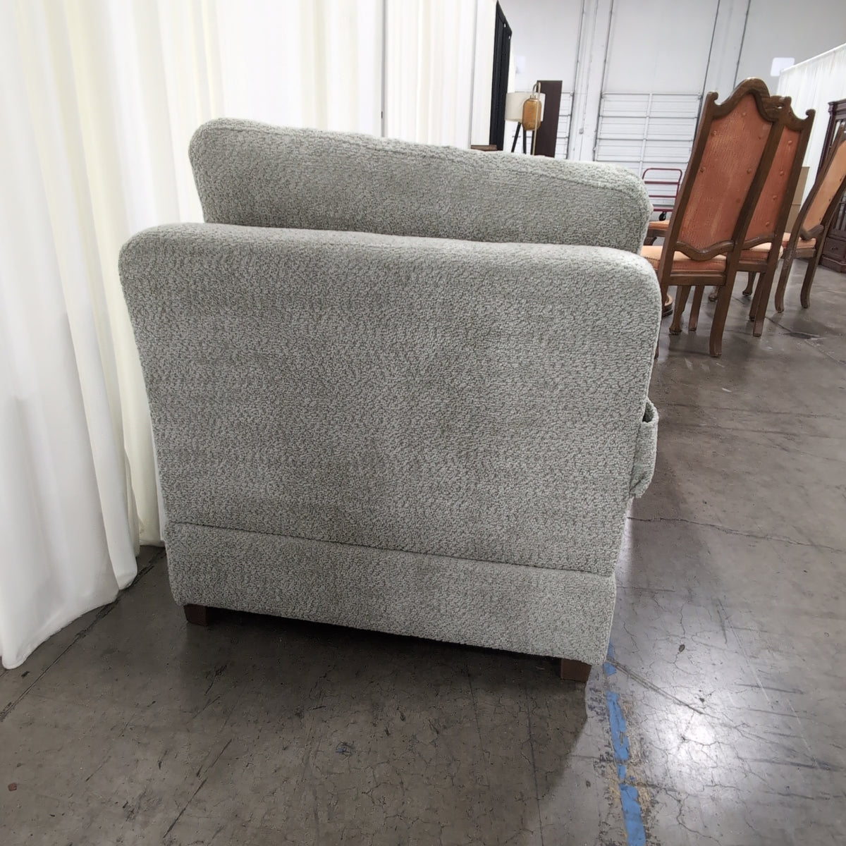 Light Grey Upholstered Chaise Lounge with Lumbar Pillow