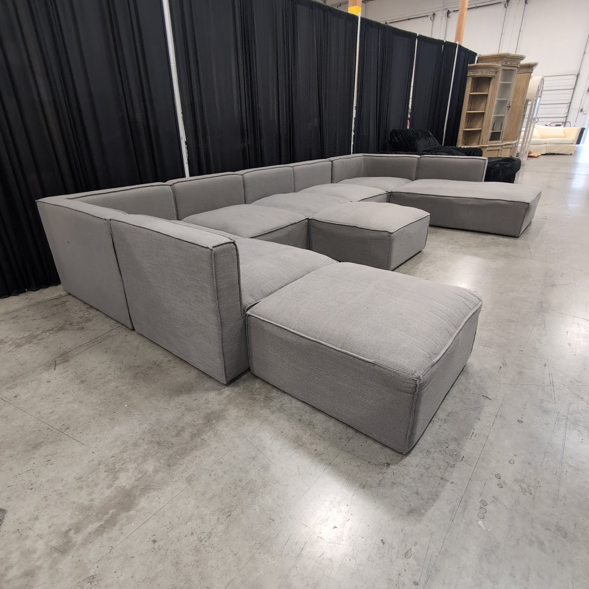 Grey Modular Fabric Sectional Couch