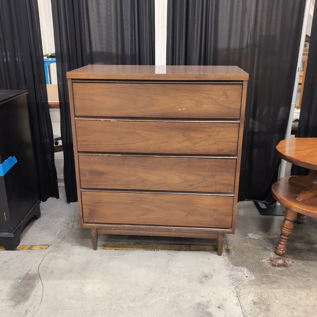 Brown Mid-Century Style Four-Drawer Dresser in Wood