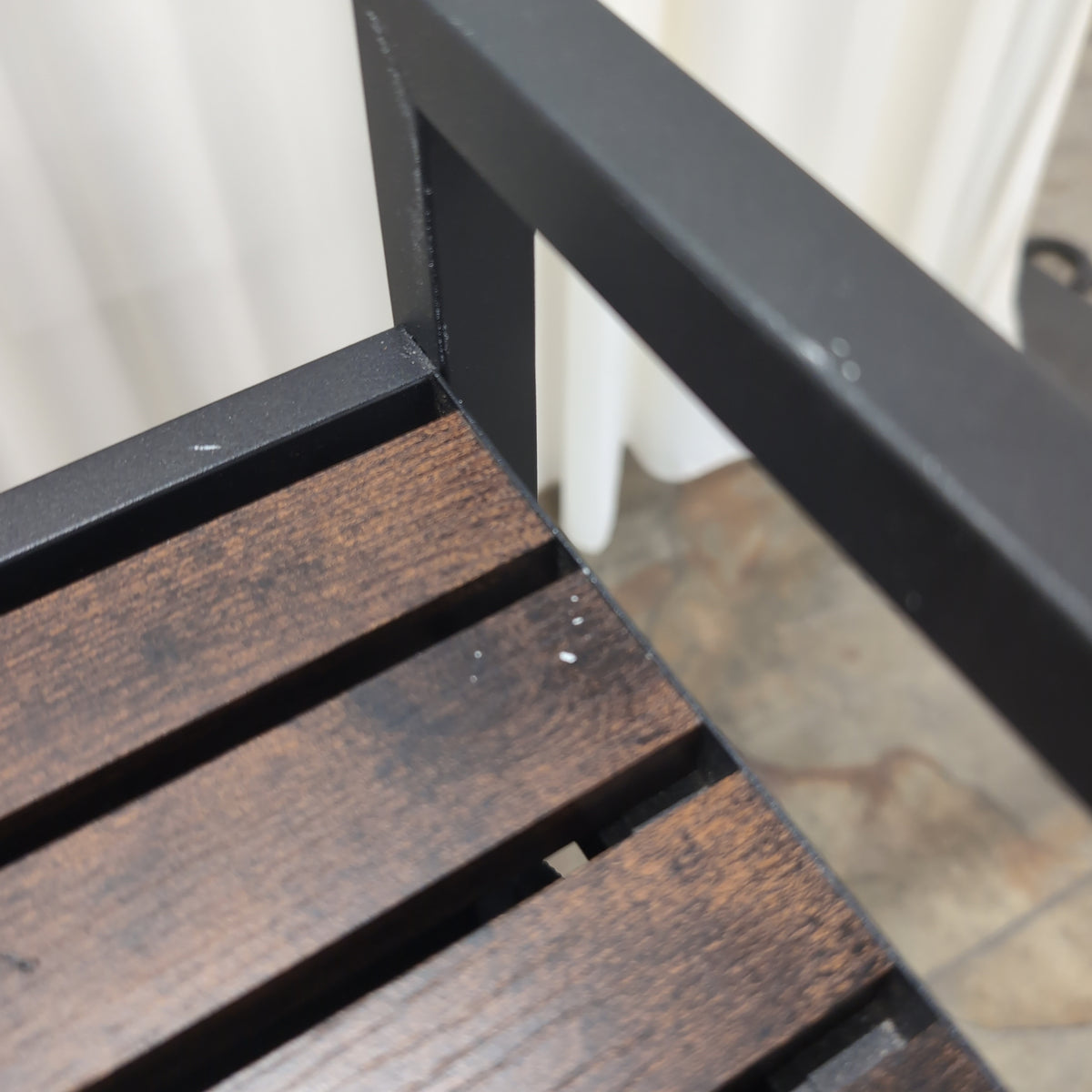 Industrial Black Metal Laundry Hamper with Wood Top