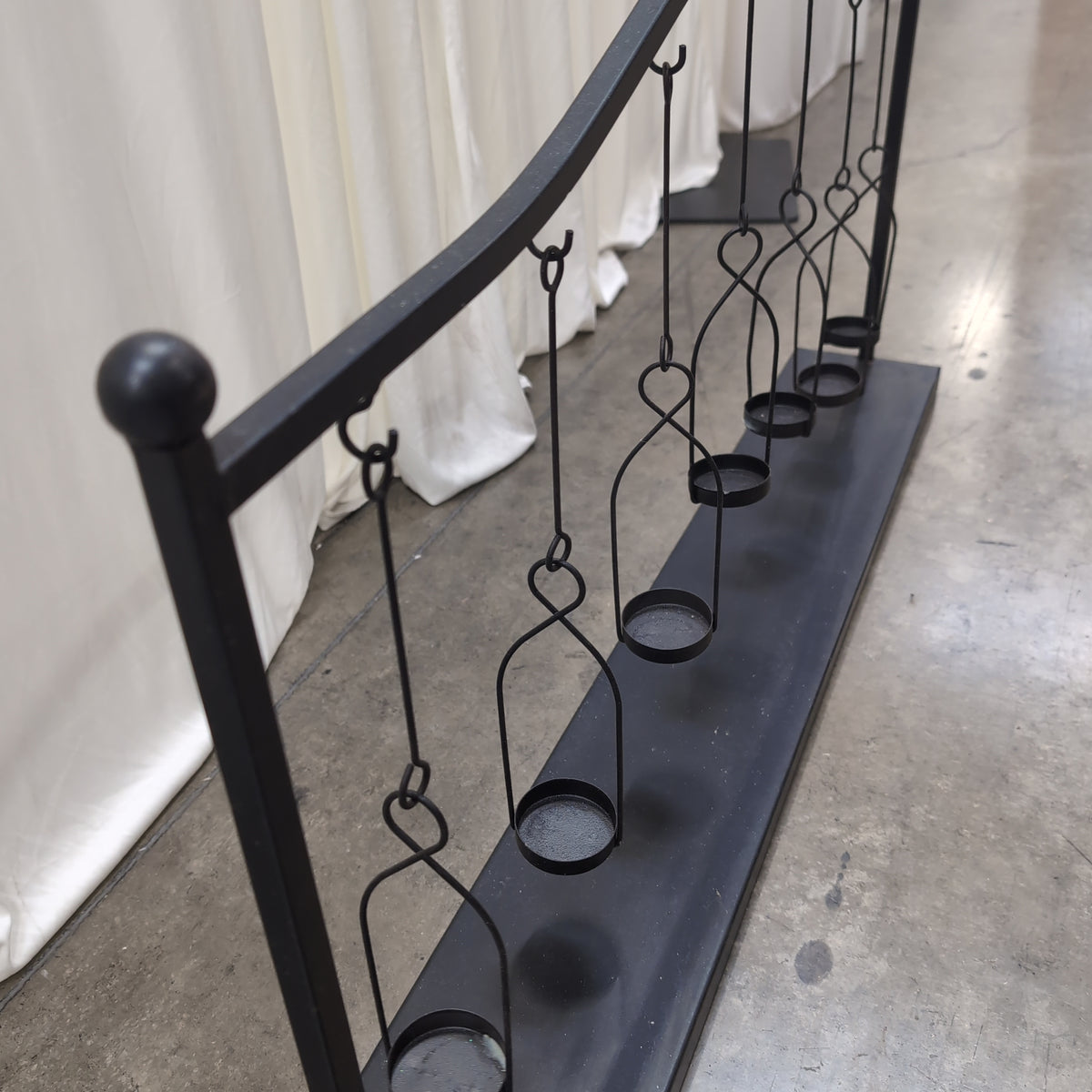 Black Wrought Iron Hanging Candle Holder Stand with Six Holders