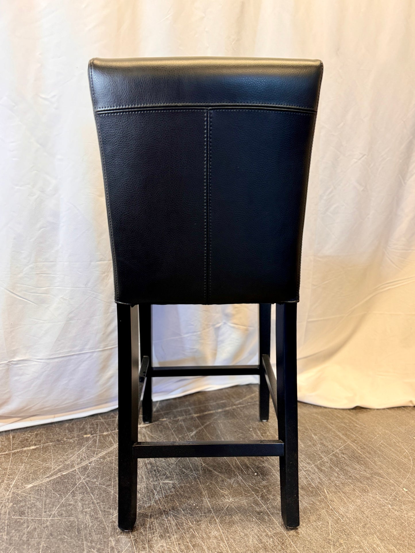 Crate and Barrel: Lowe Onyx Leather Counter Stool with Ebony Wood Legs (Three Available)