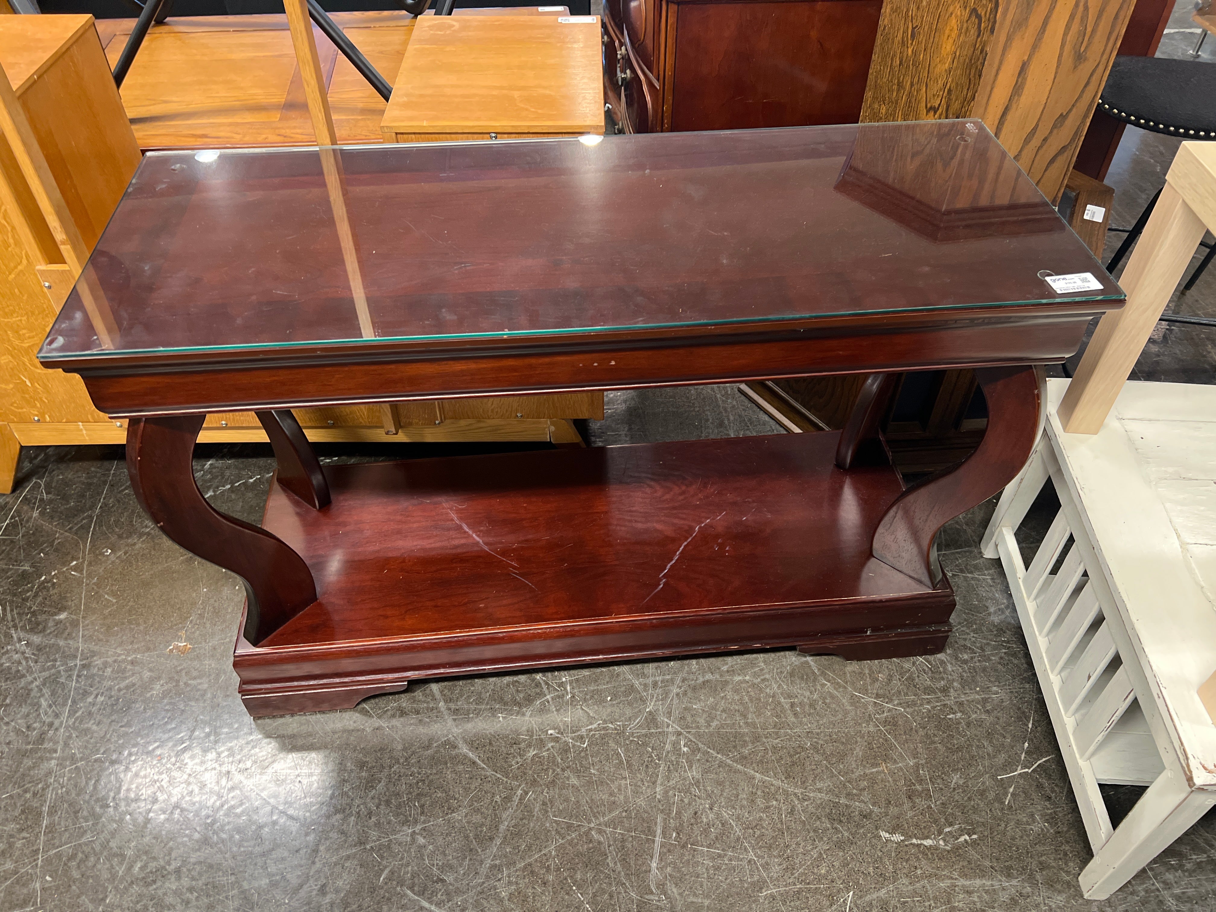 Cherrywood Accent Table with Glass Top