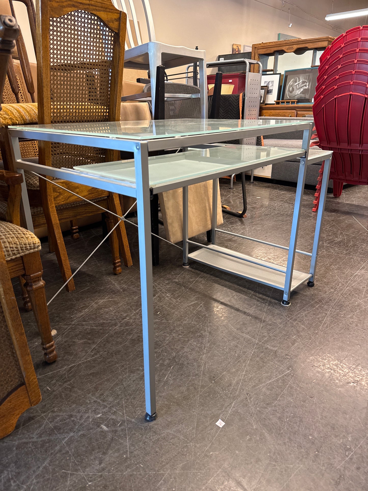 Silver and Frosted Glass Desk