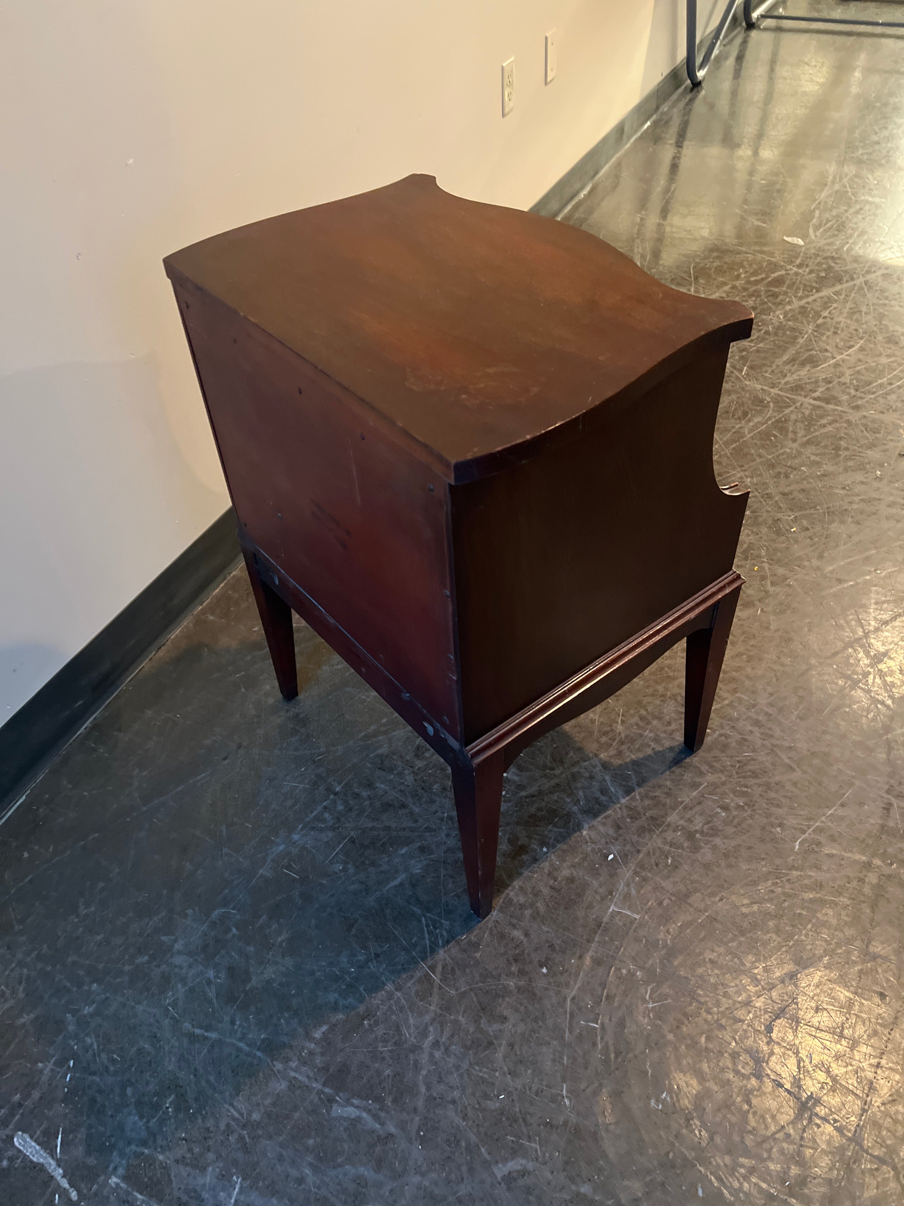 White Fine Furniture Dark Wood Nightstand with Drawer and Open Shelf