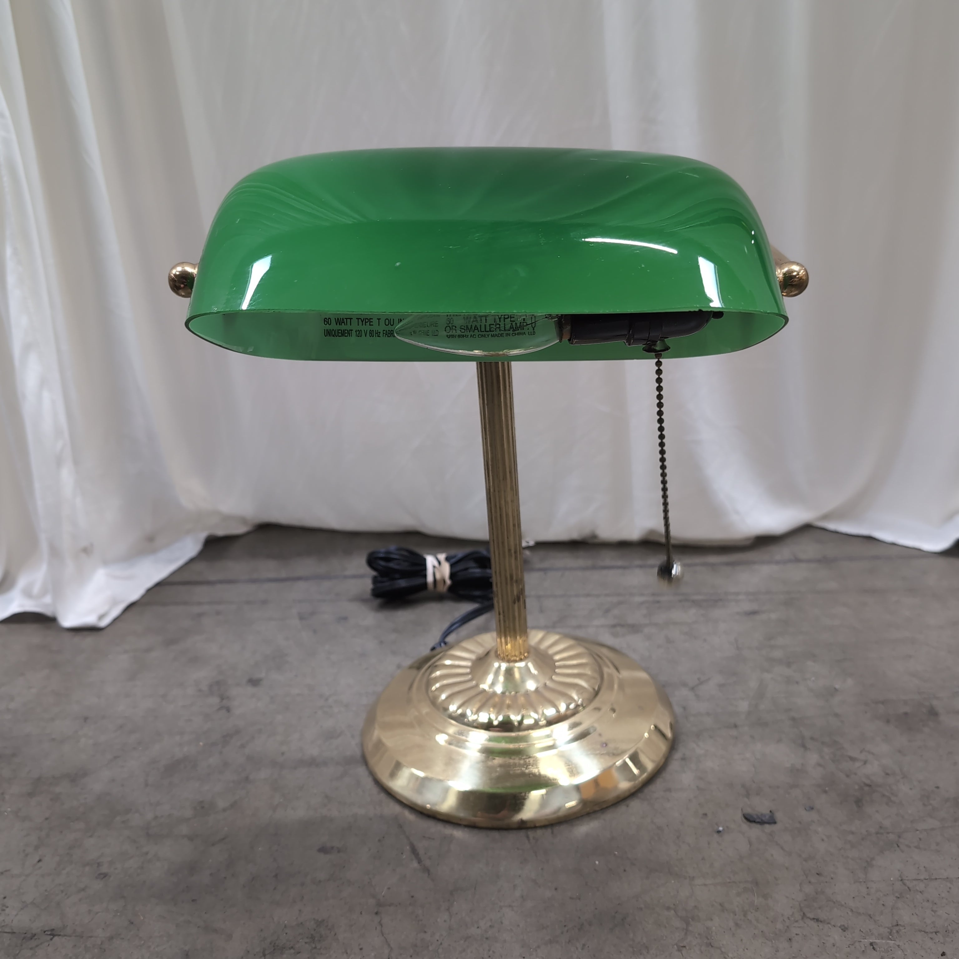 Green Glass Shade Brass Banker's Desk Lamp