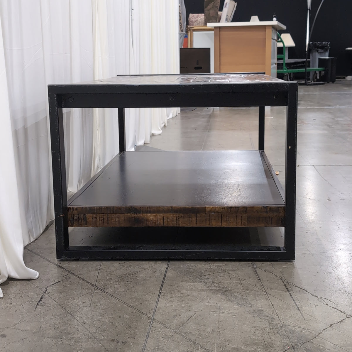 Industrial Style Wood Coffee Table with Metal Frame