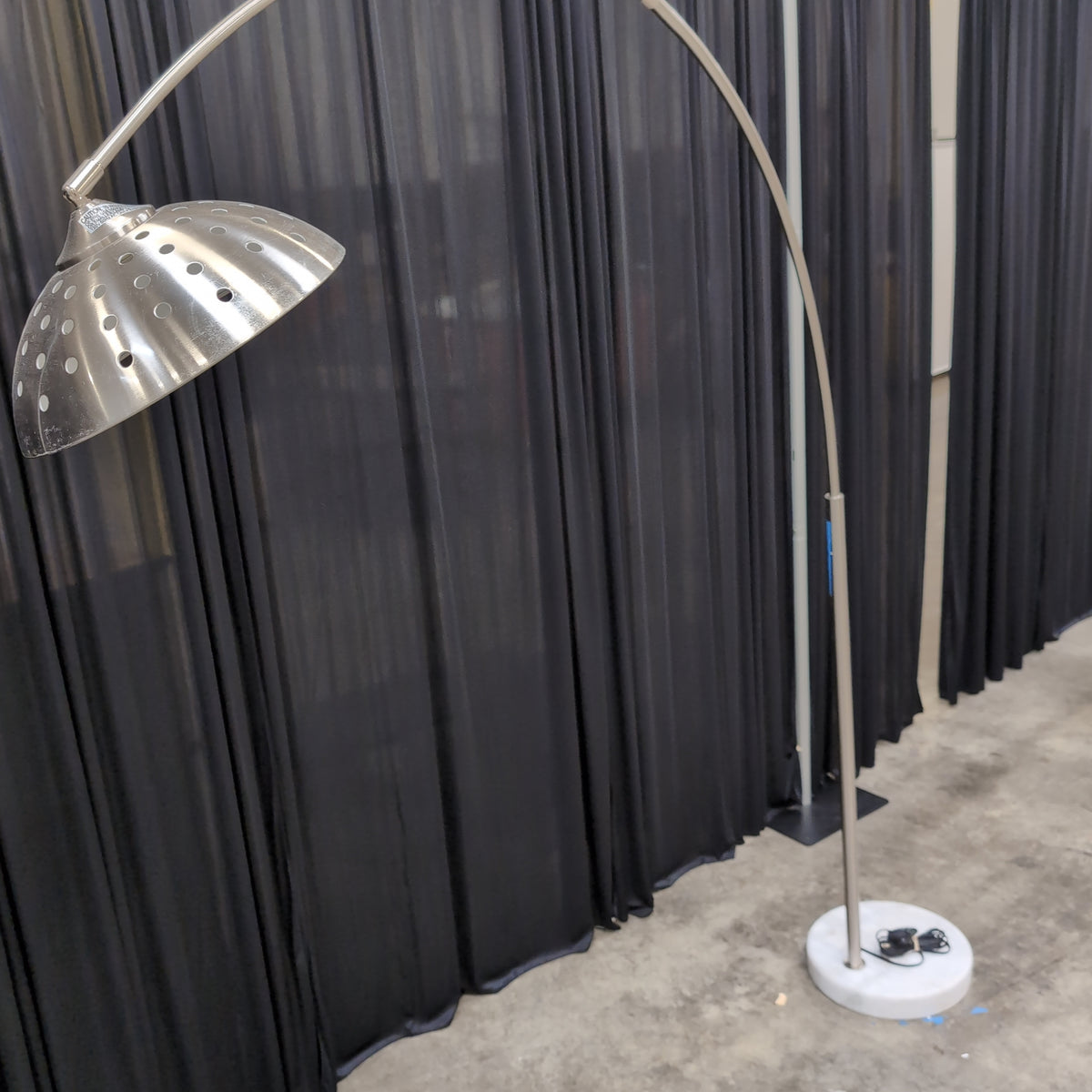 Modern Brushed Metal Arc Floor Lamp with Dome Shade